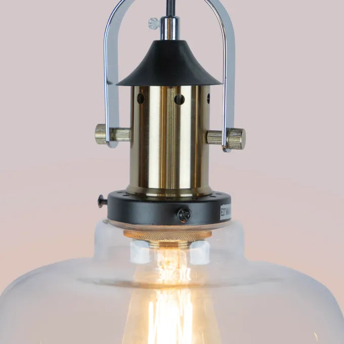 Amber Arcade (Gold, Amber) Clear Glass Pendant Light