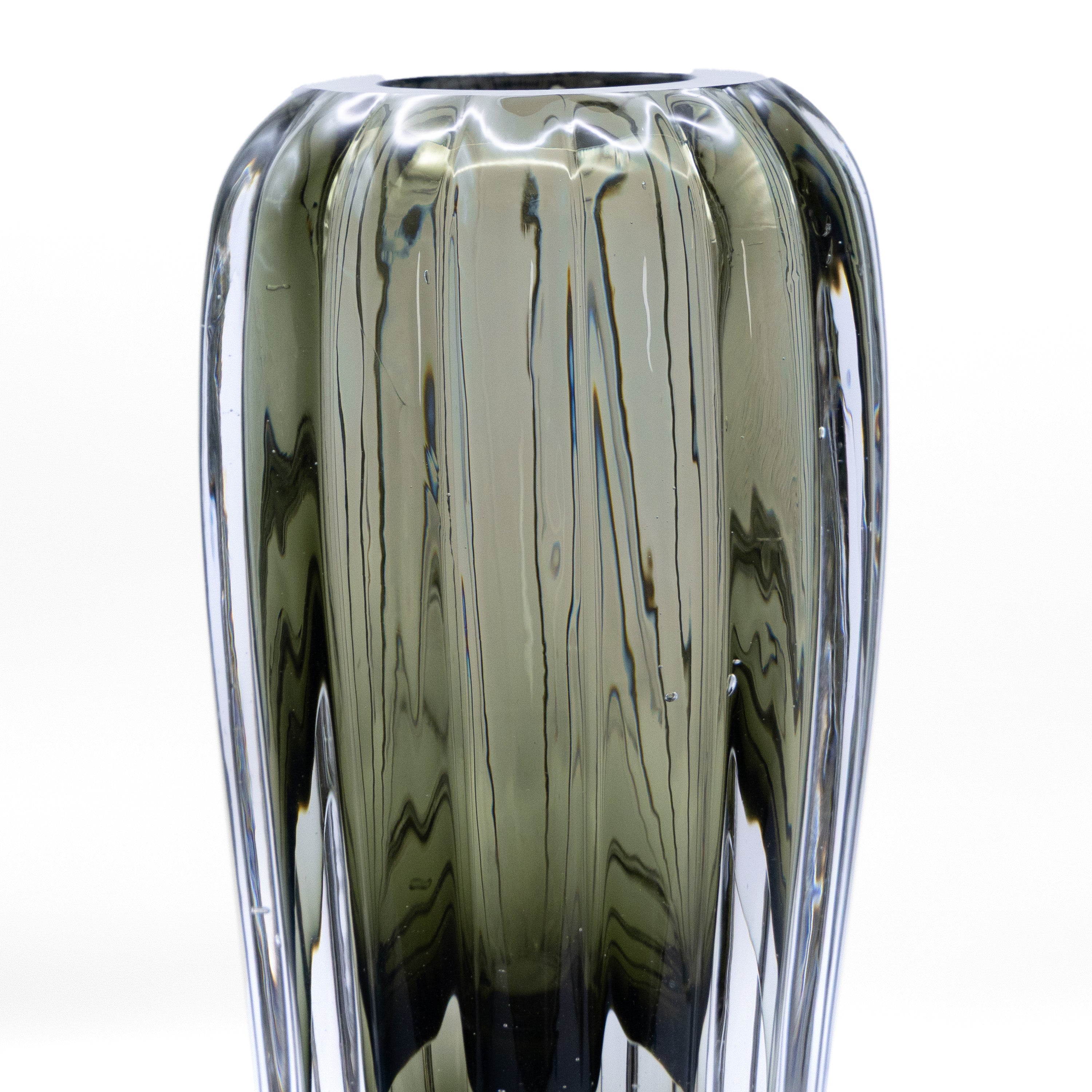 The Deepwood drop (Smokey Grey) glass vase