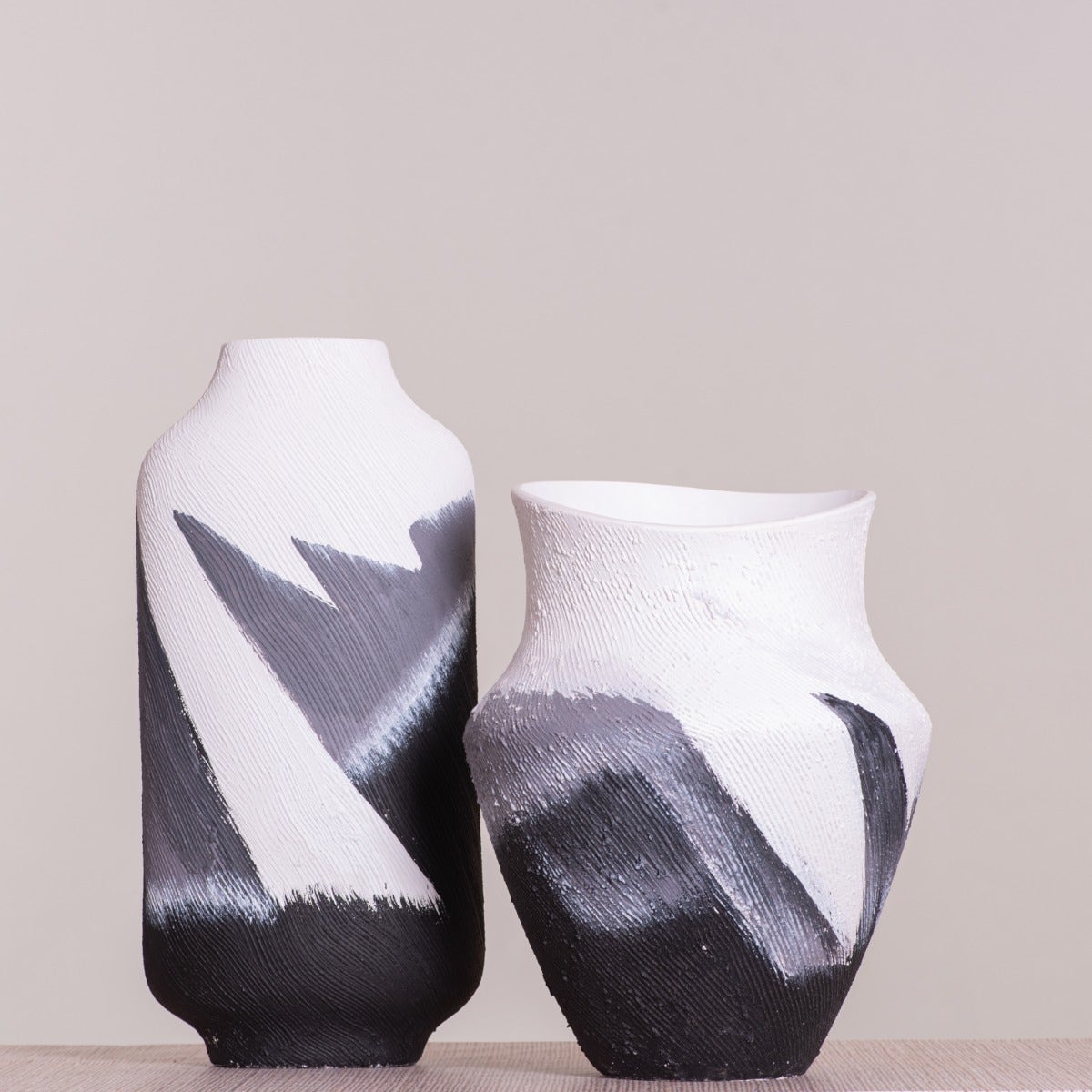 Crossroad (White/ Black) Textured Ceramic Vase