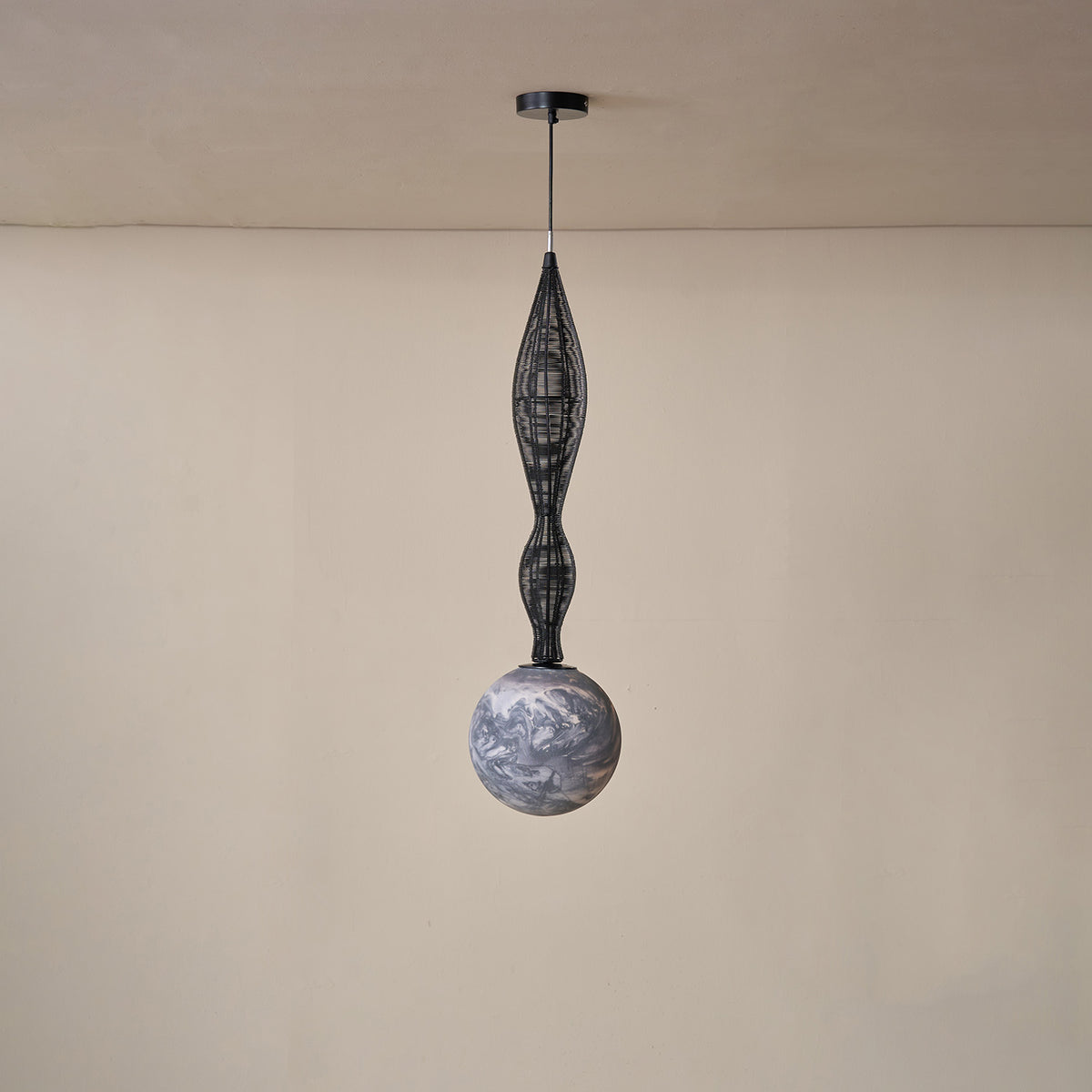 Luminous Totem (Small, Black) Pendant Light Handmade By Yaahvi