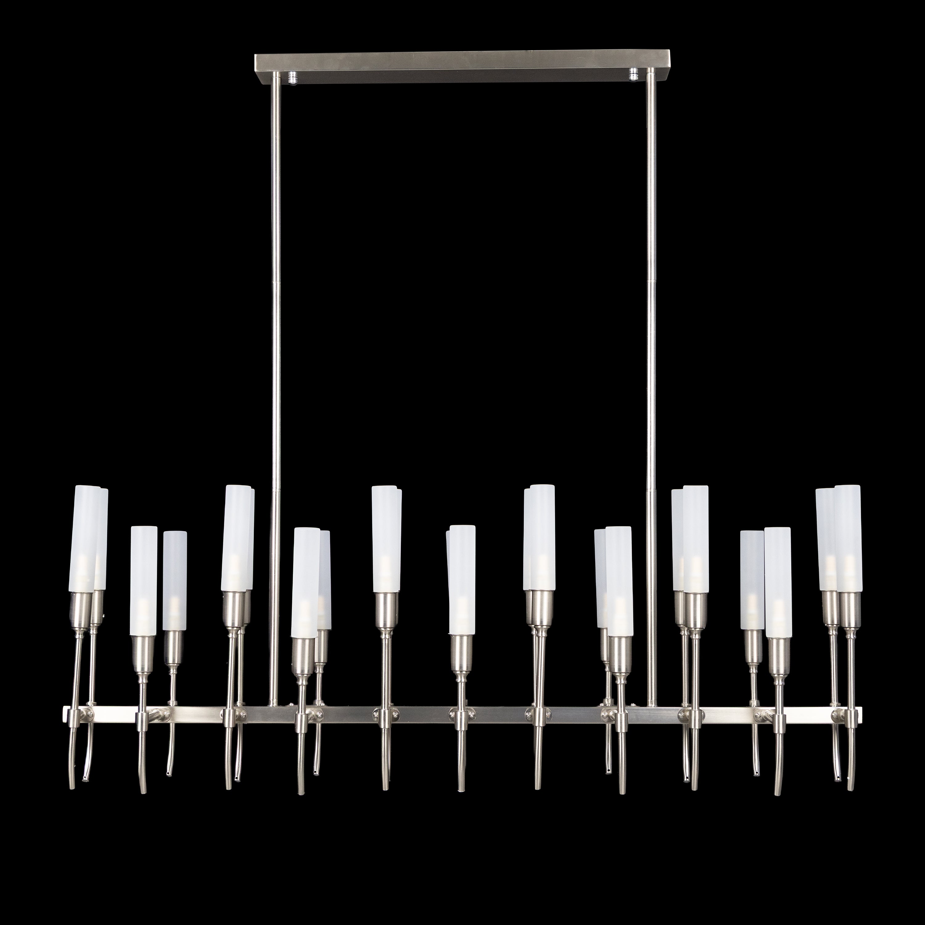 Cavendish (Rectangular, Gold, S.S Finish) Frosted Glass Chandelier