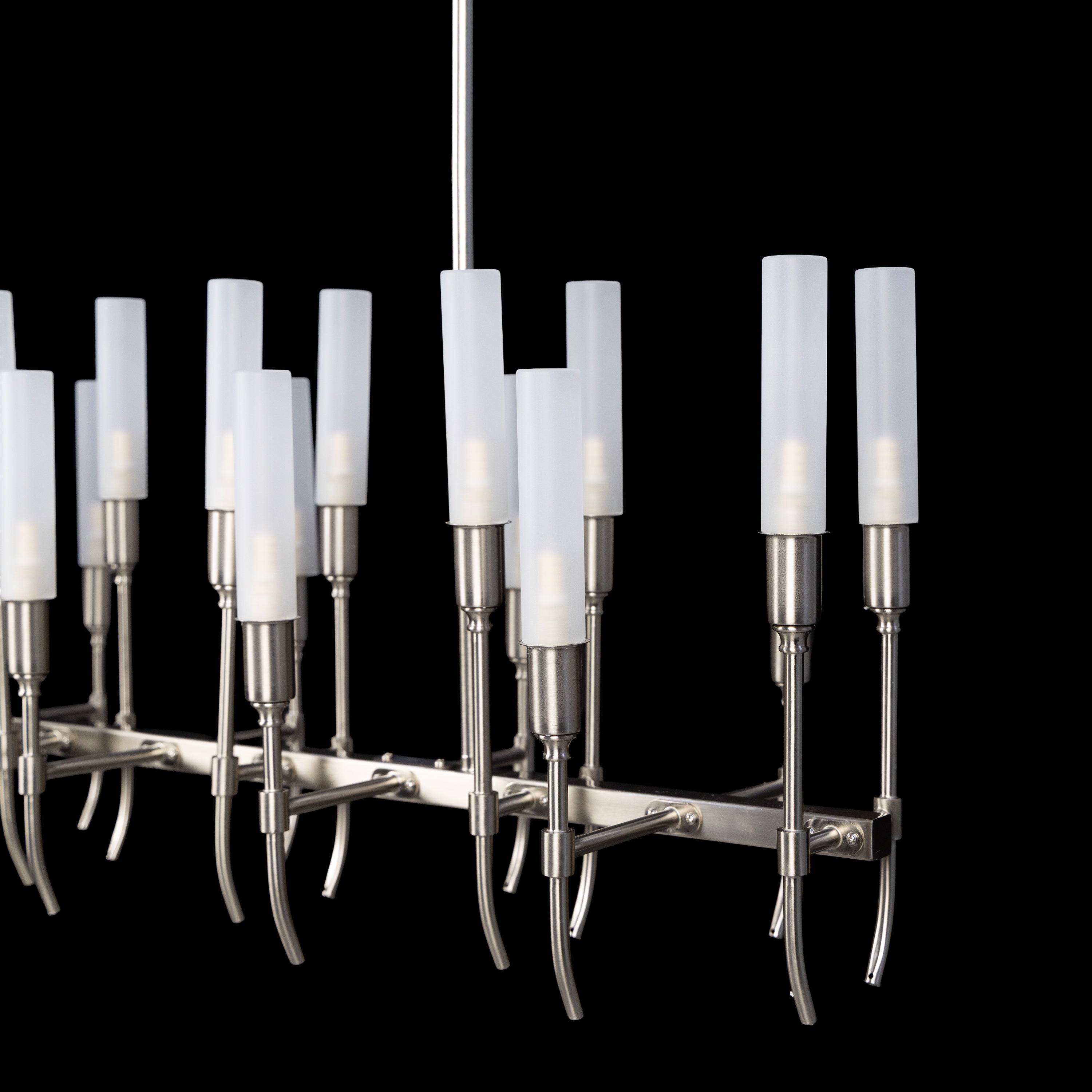 Cavendish (Rectangular, Gold, S.S Finish) Frosted Glass Chandelier