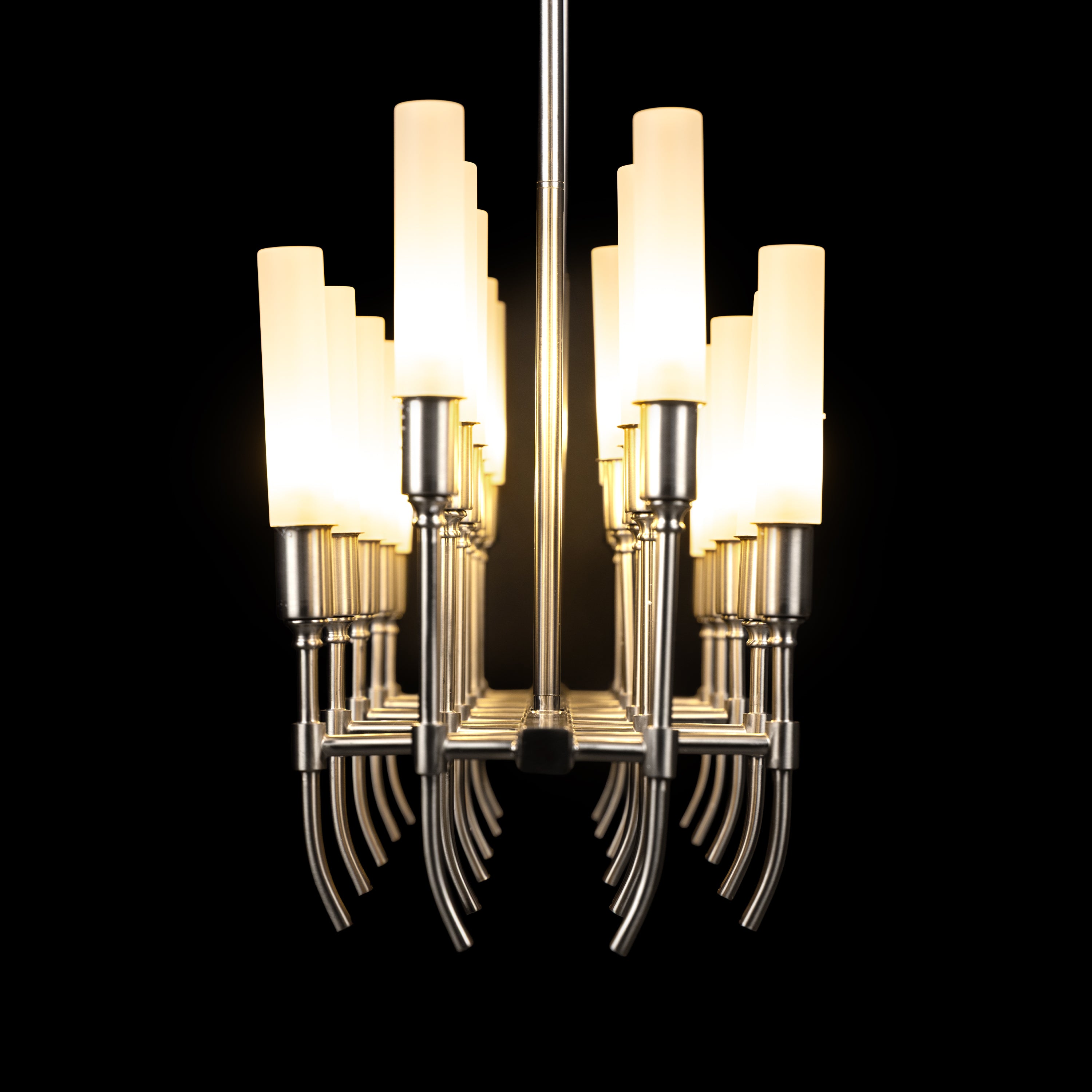 Cavendish (Rectangular, Gold, S.S Finish) Frosted Glass Chandelier