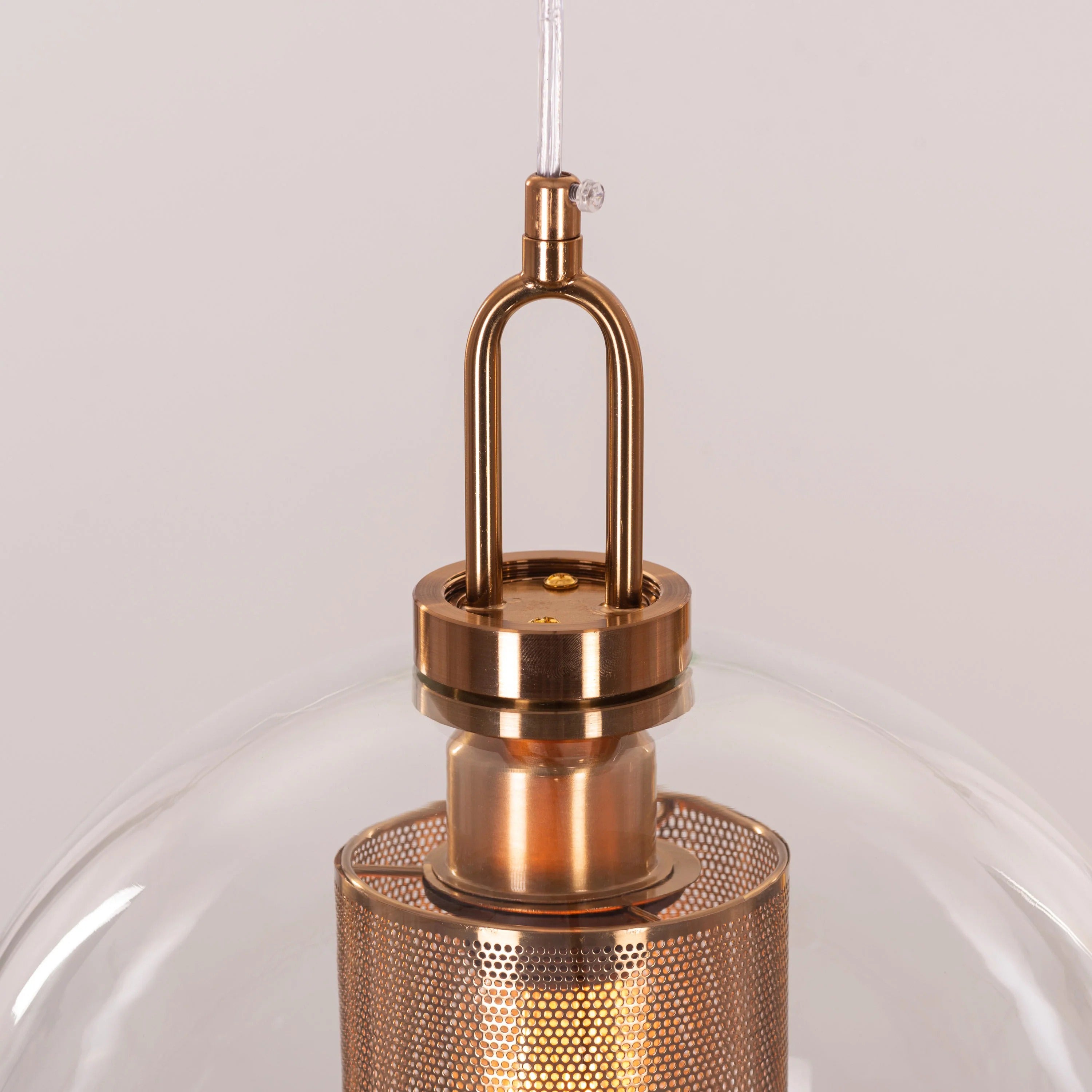 Good To Glow (Medium, Gold) Clear Glass Round Pendant Light