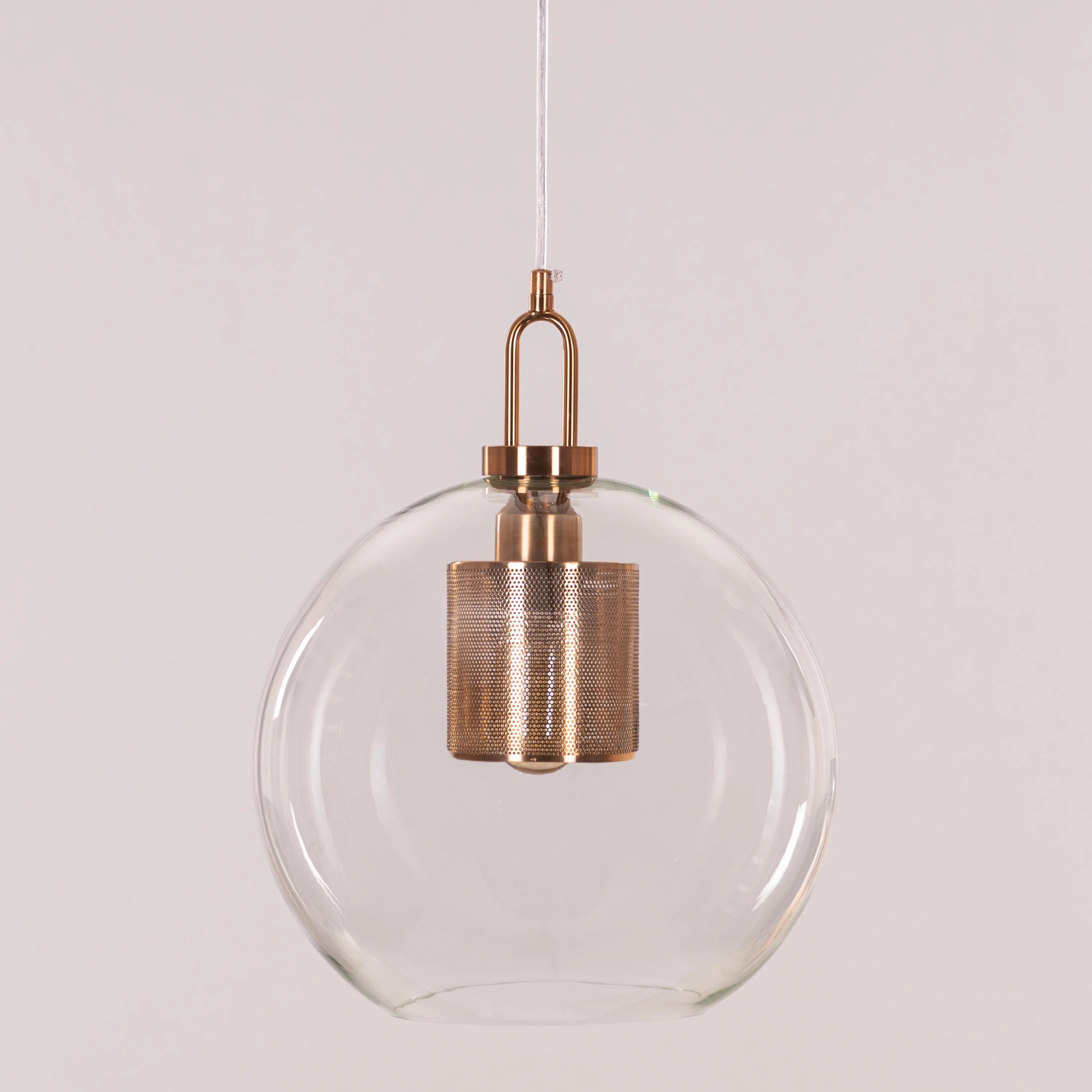 Good To Glow (Medium, Gold) Clear Glass Round Pendant Light