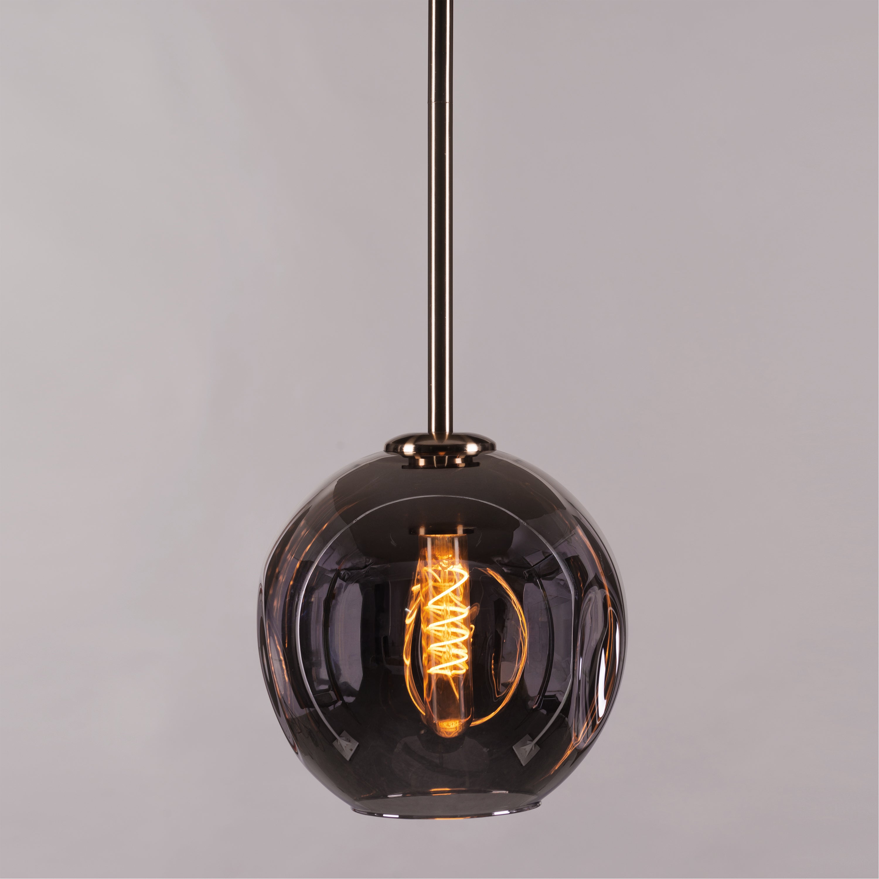 Tear Drop (Long, Smokey Grey, Gold) Glass Pendant Light