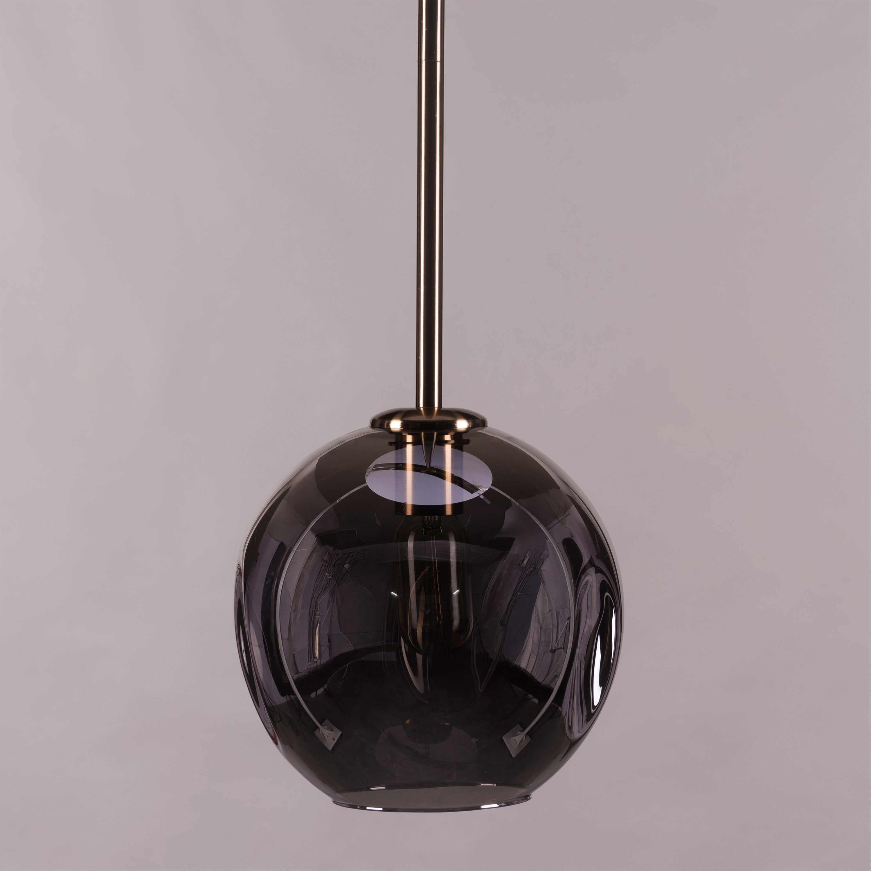 Tear Drop (Long, Smokey Grey, Gold) Glass Pendant Light