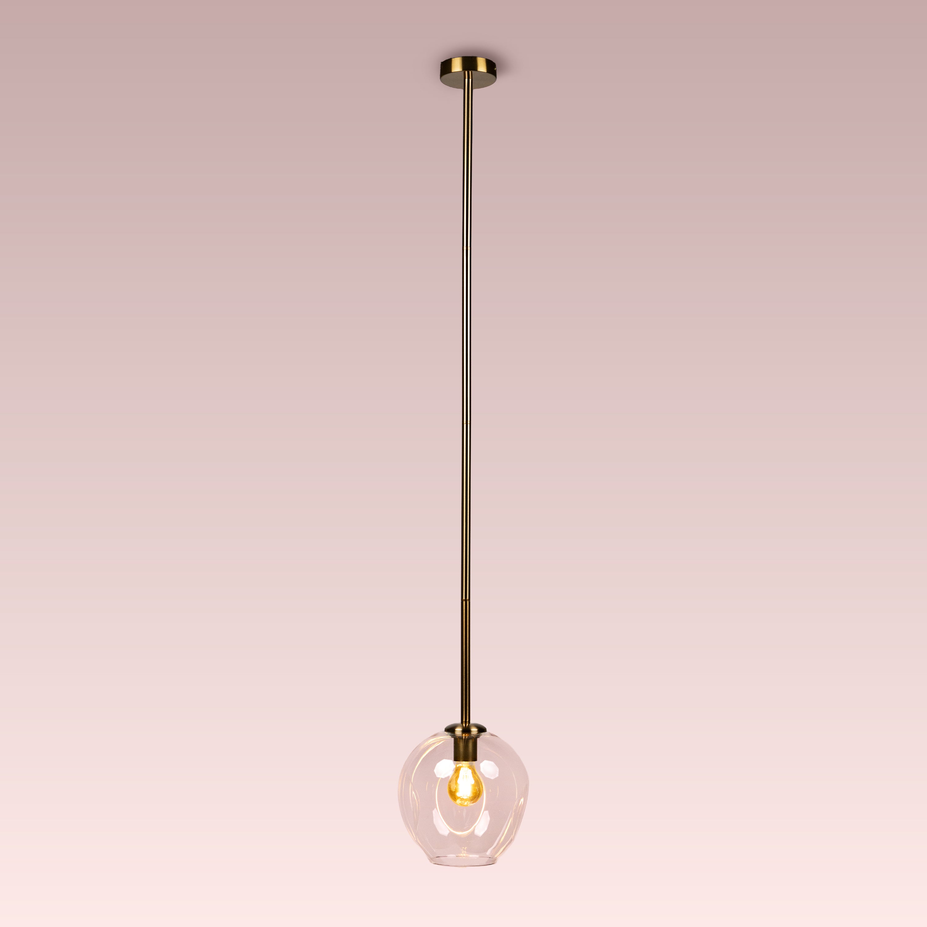 Tear Drop (Long, Clear, Gold) Glass Pendant Lamp