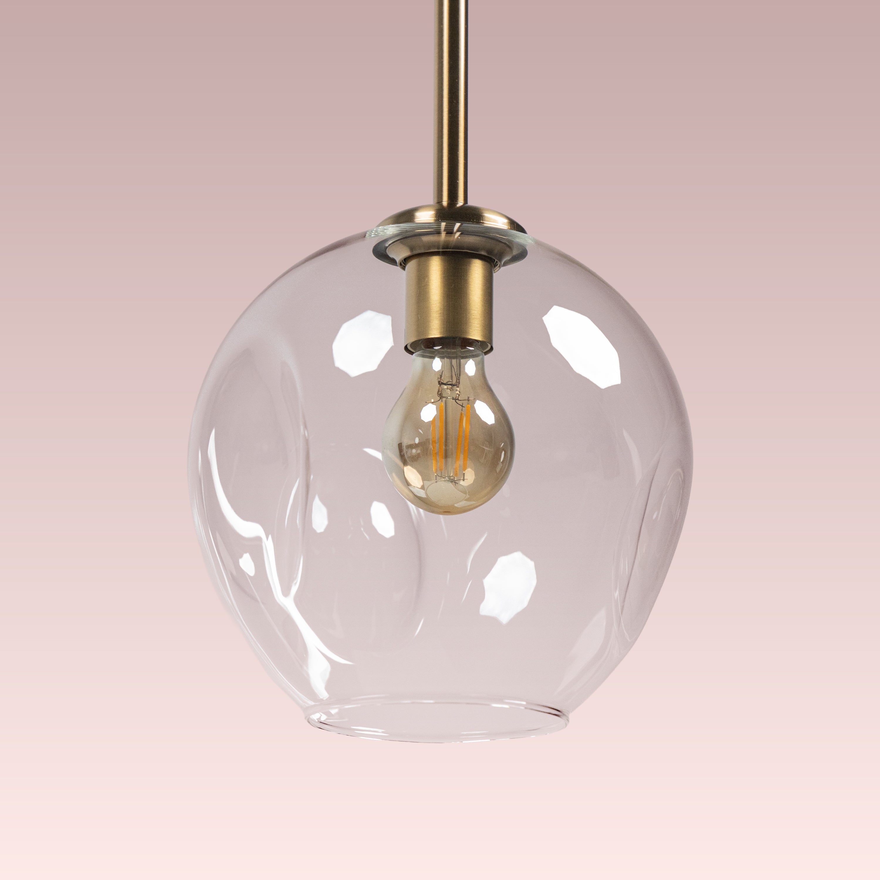 Tear Drop (Long, Clear, Gold) Glass Pendant Lamp