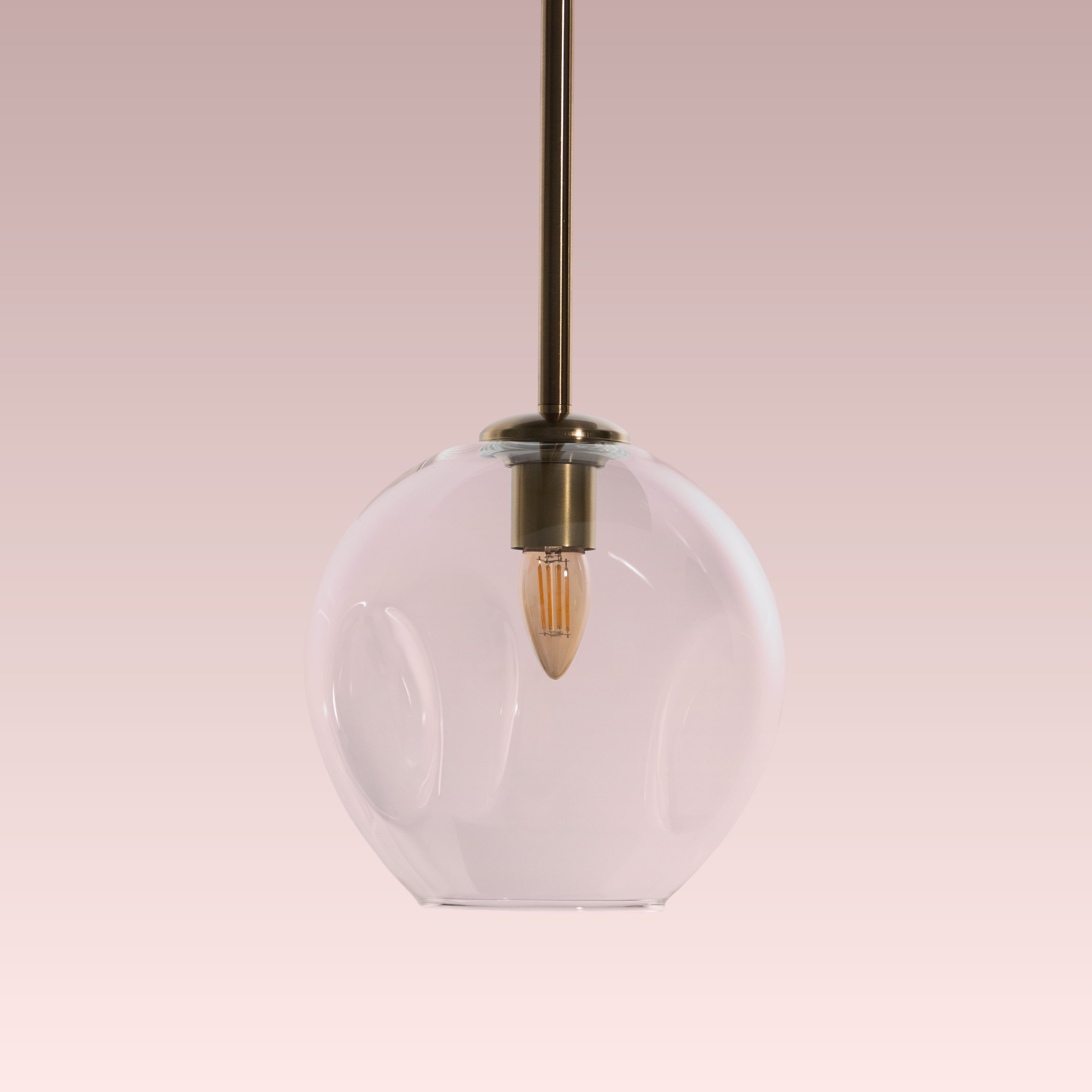 Tear Drop (Long, Clear, Gold) Glass Pendant Lamp