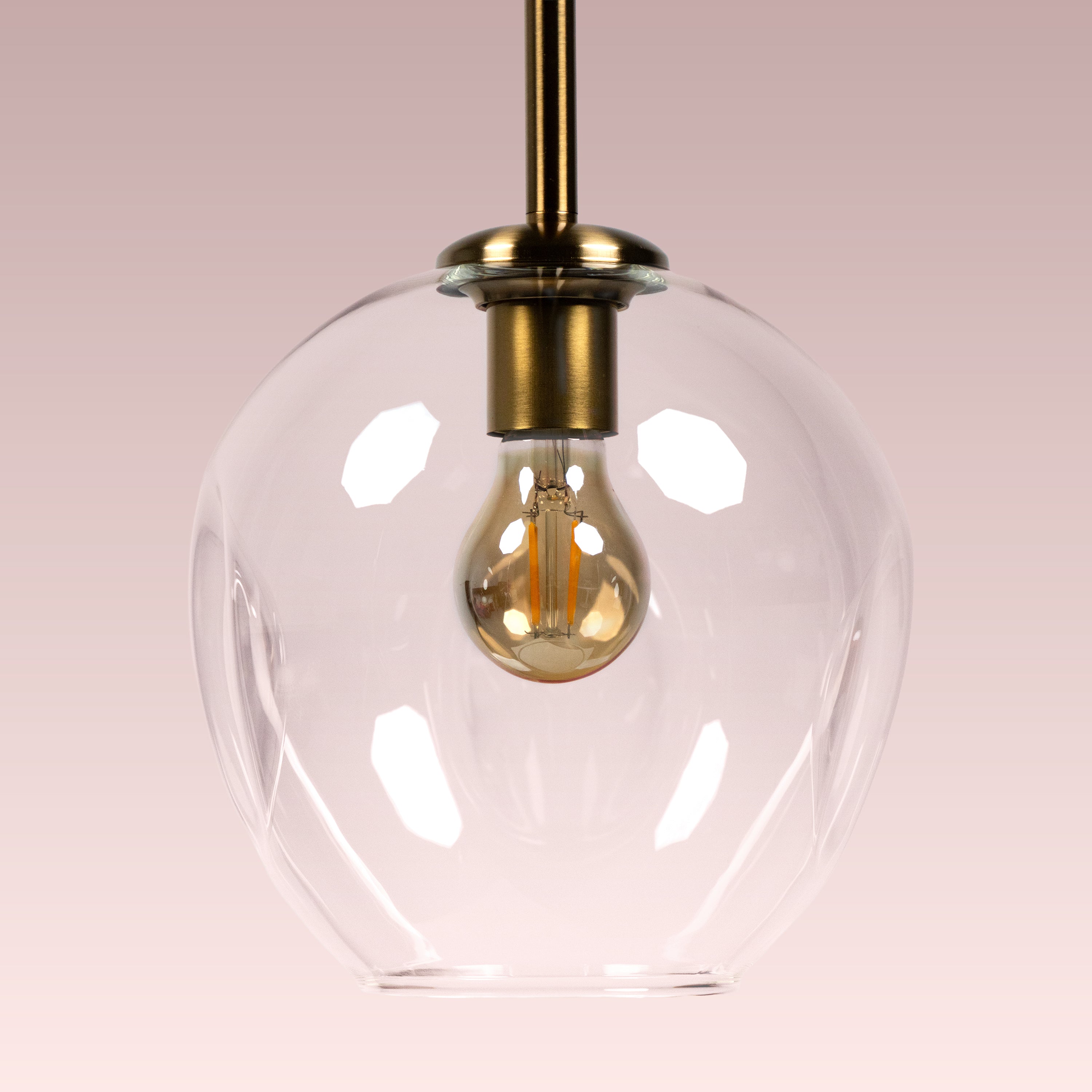 Tear Drop (Long, Clear, Gold) Glass Pendant Lamp