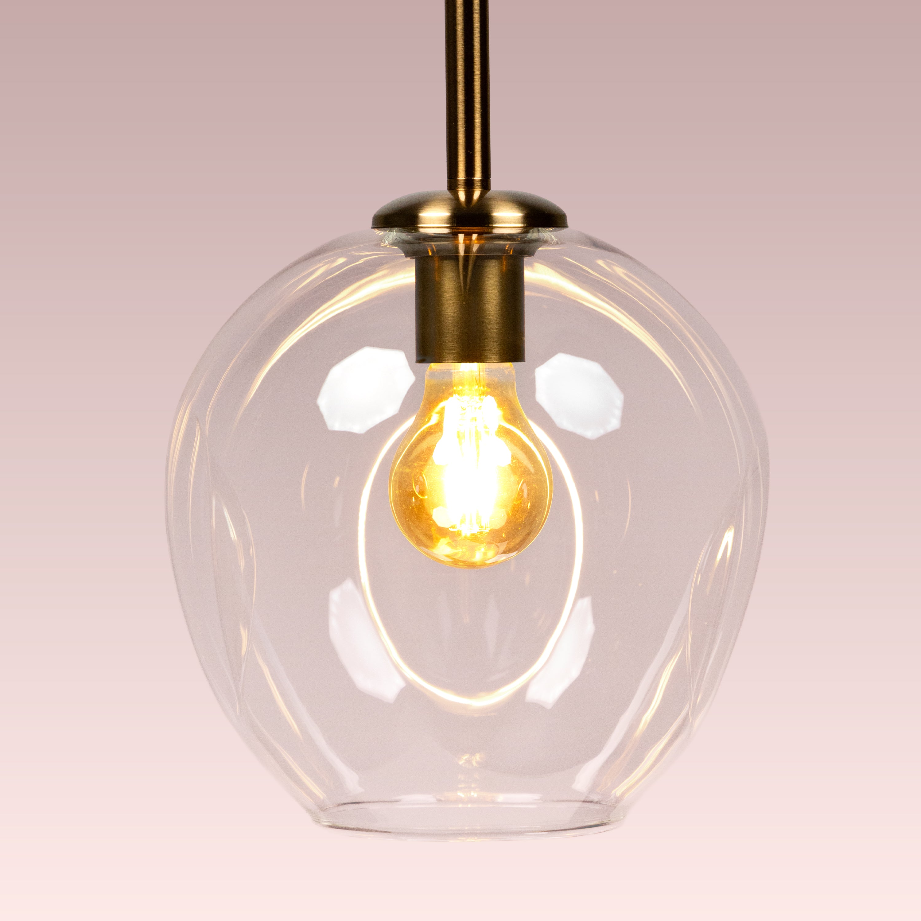 Tear Drop (Long, Clear, Gold) Glass Pendant Lamp