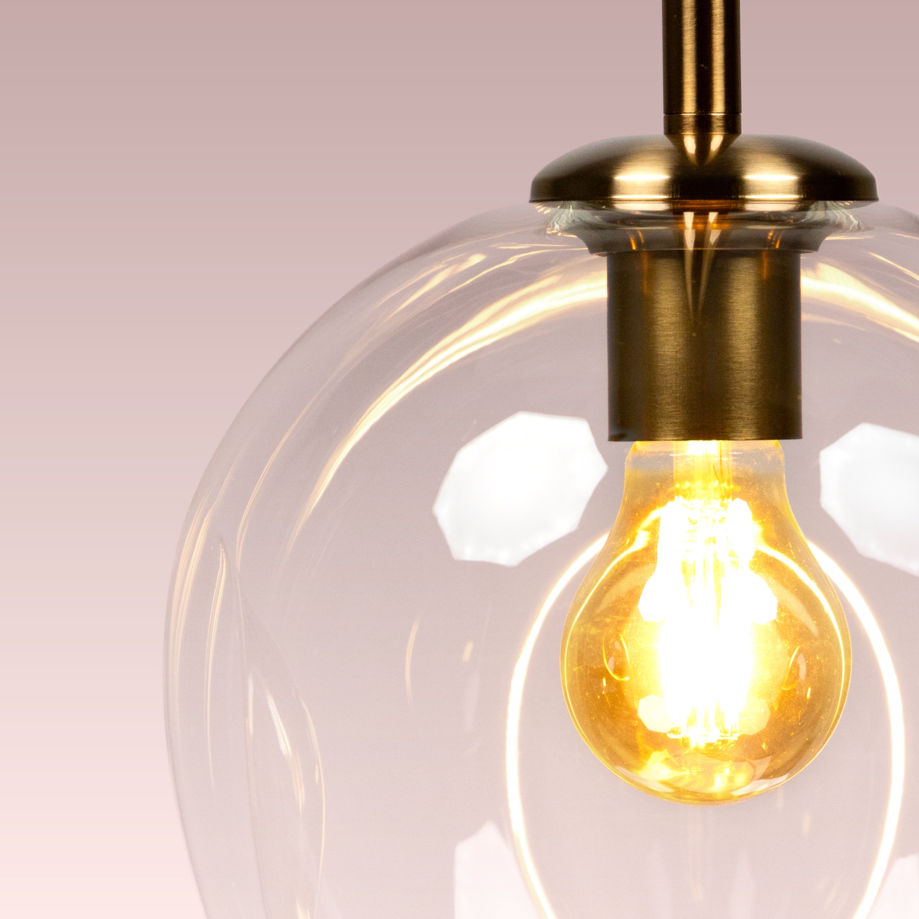 Tear Drop (Long, Clear, Gold) Glass Pendant Lamp