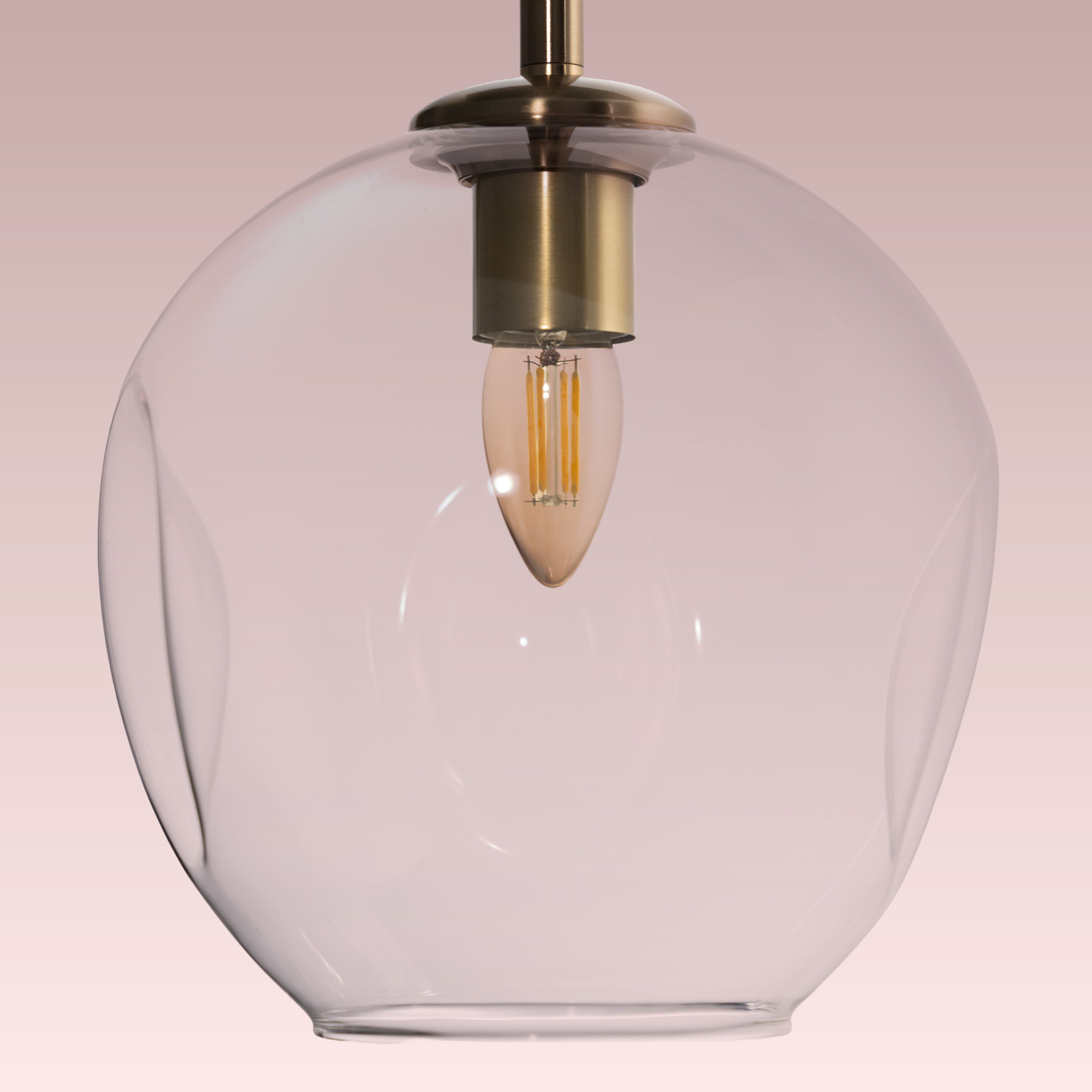 Tear Drop (Long, Clear, Gold) Glass Pendant Lamp
