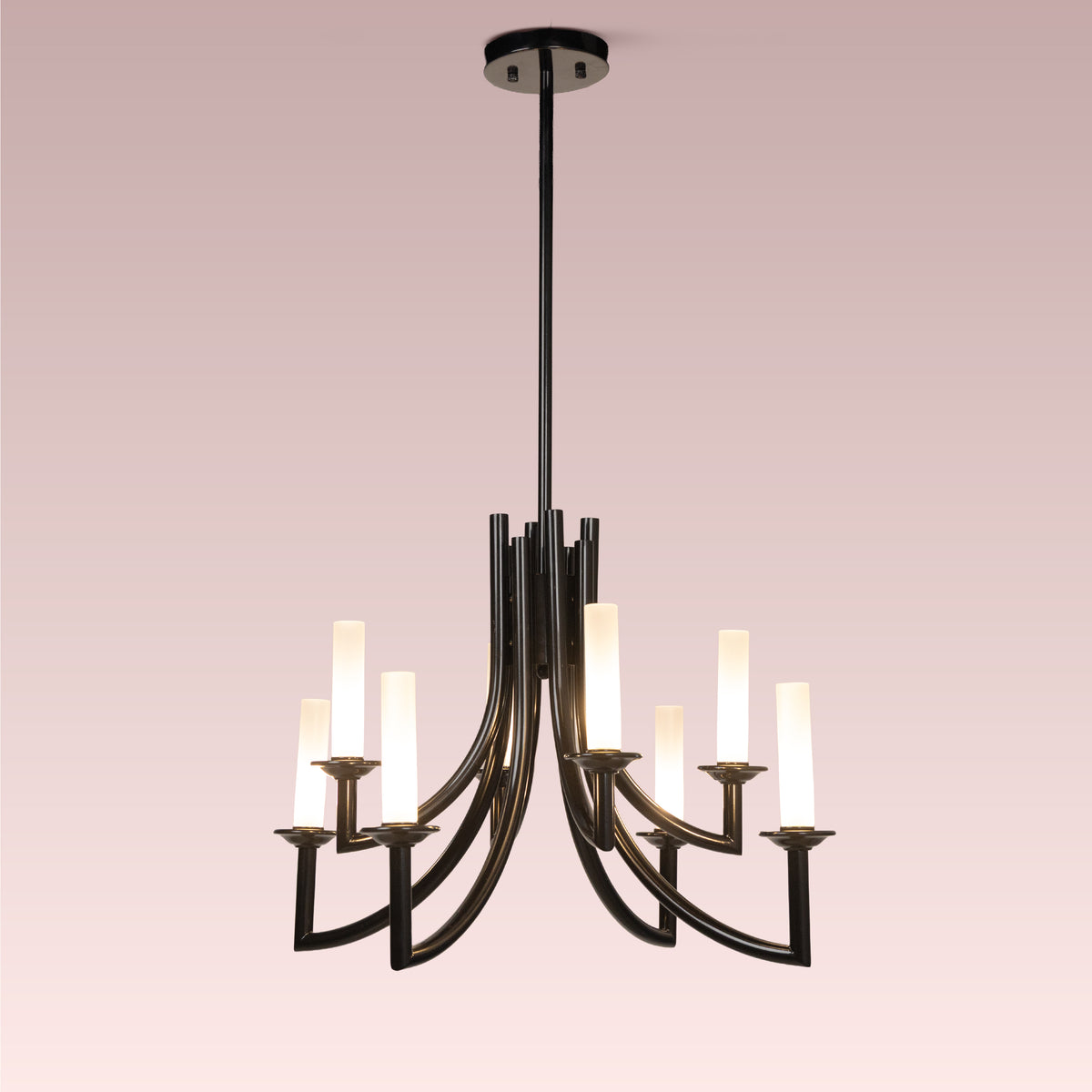 Forma (Black, White) Frosted Glass Chandelier