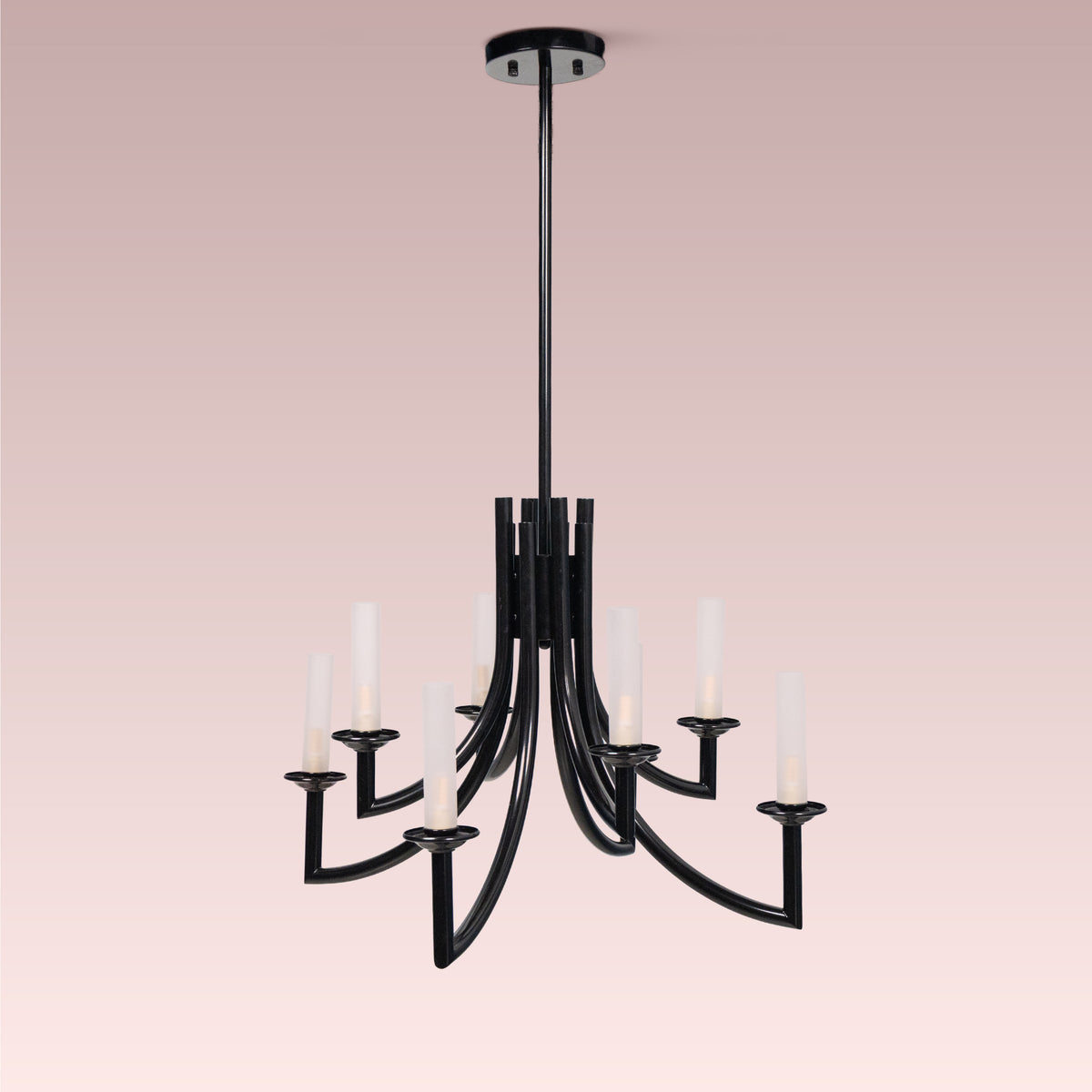 Forma (Black, White) Frosted Glass Chandelier