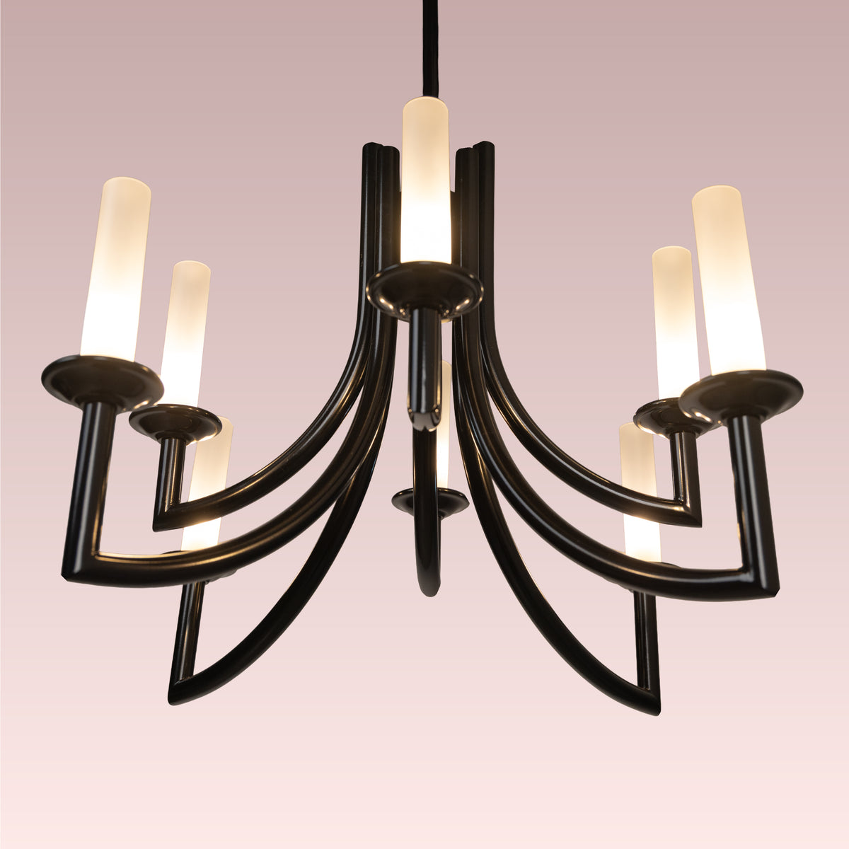 Forma (Black, White) Frosted Glass Chandelier