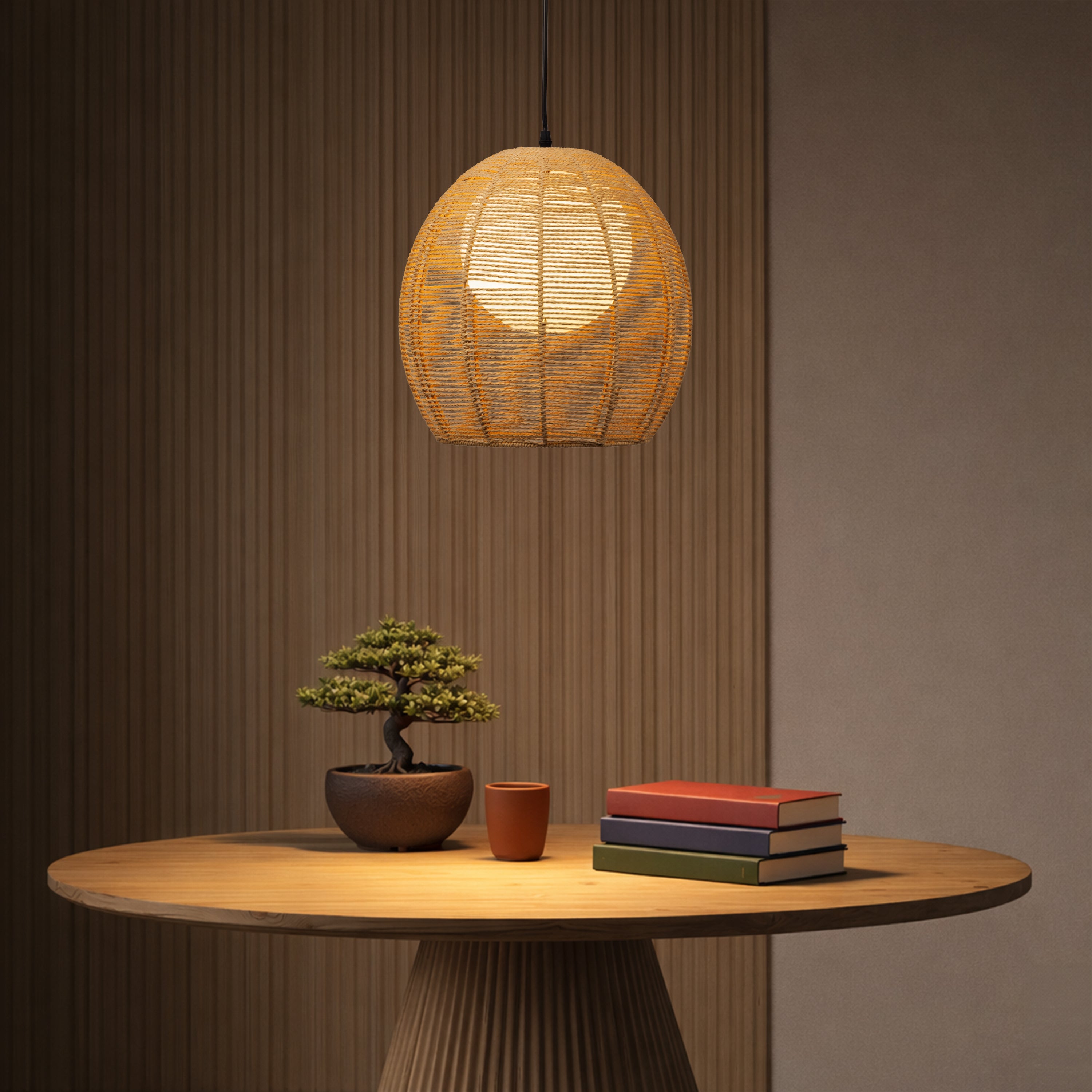 Harvest Halo Rattan Pendant Light