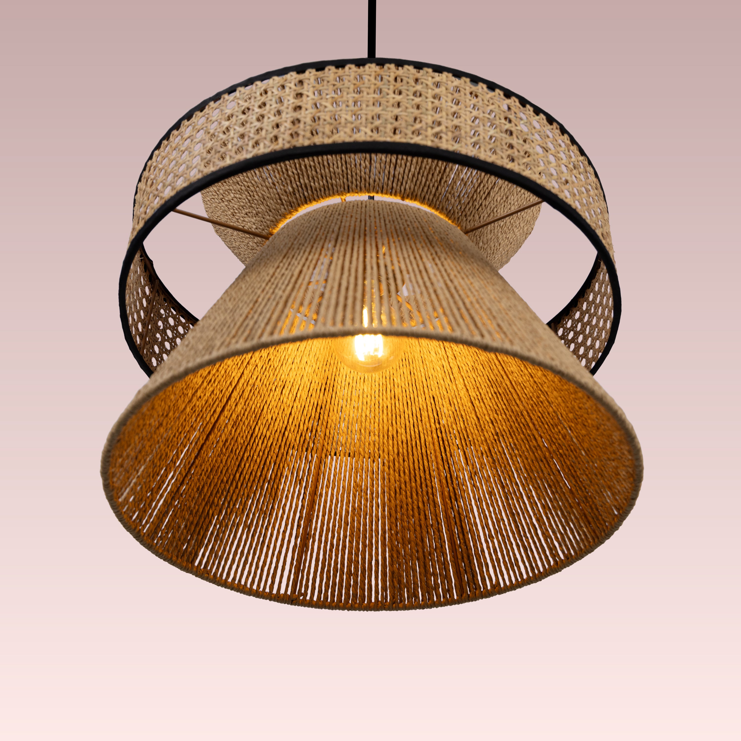 Mykonos Beam (Brown) Rattan Pendant Light