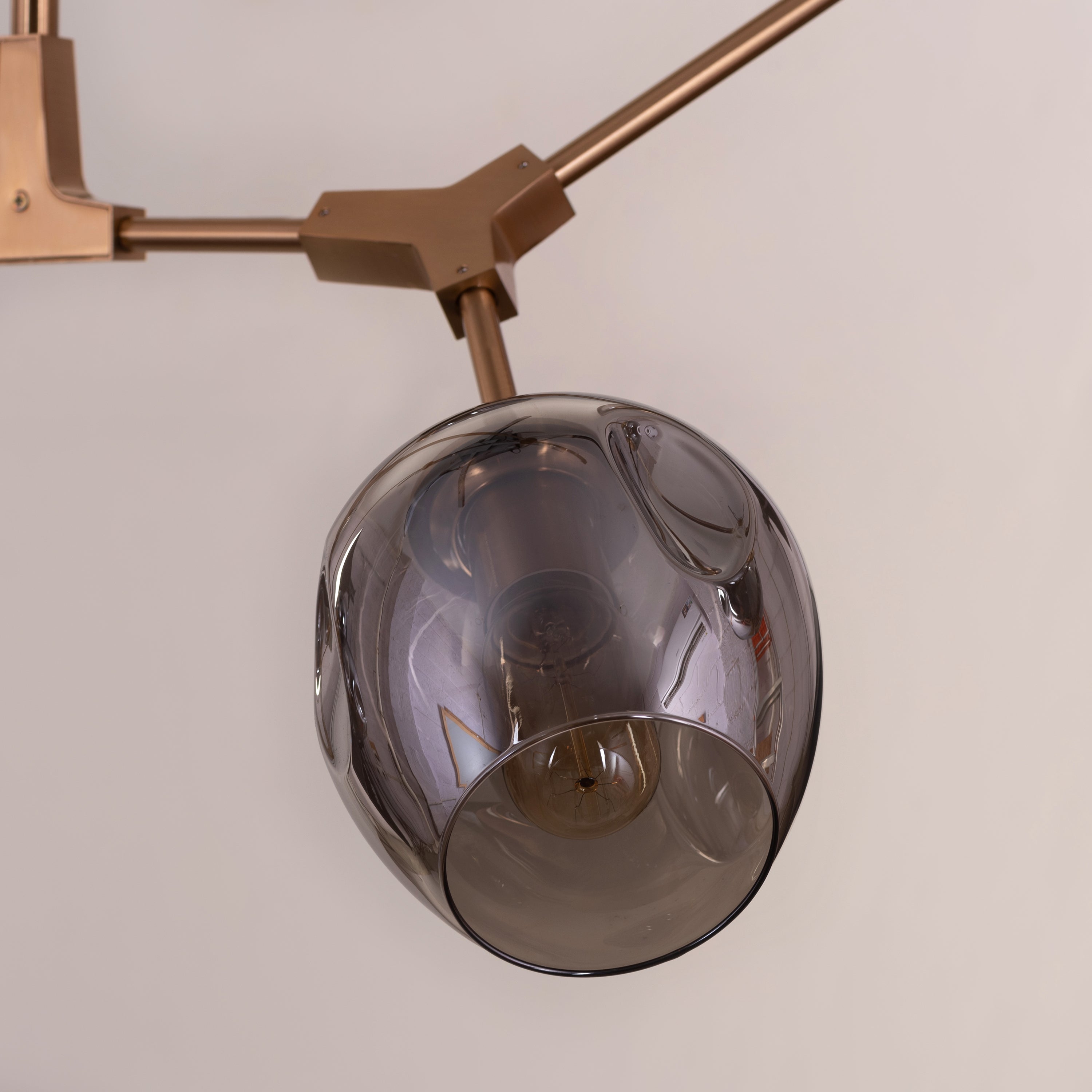 Games People Play (Large, Gold, Smokey Grey, 10 Head) Glass Chandelier