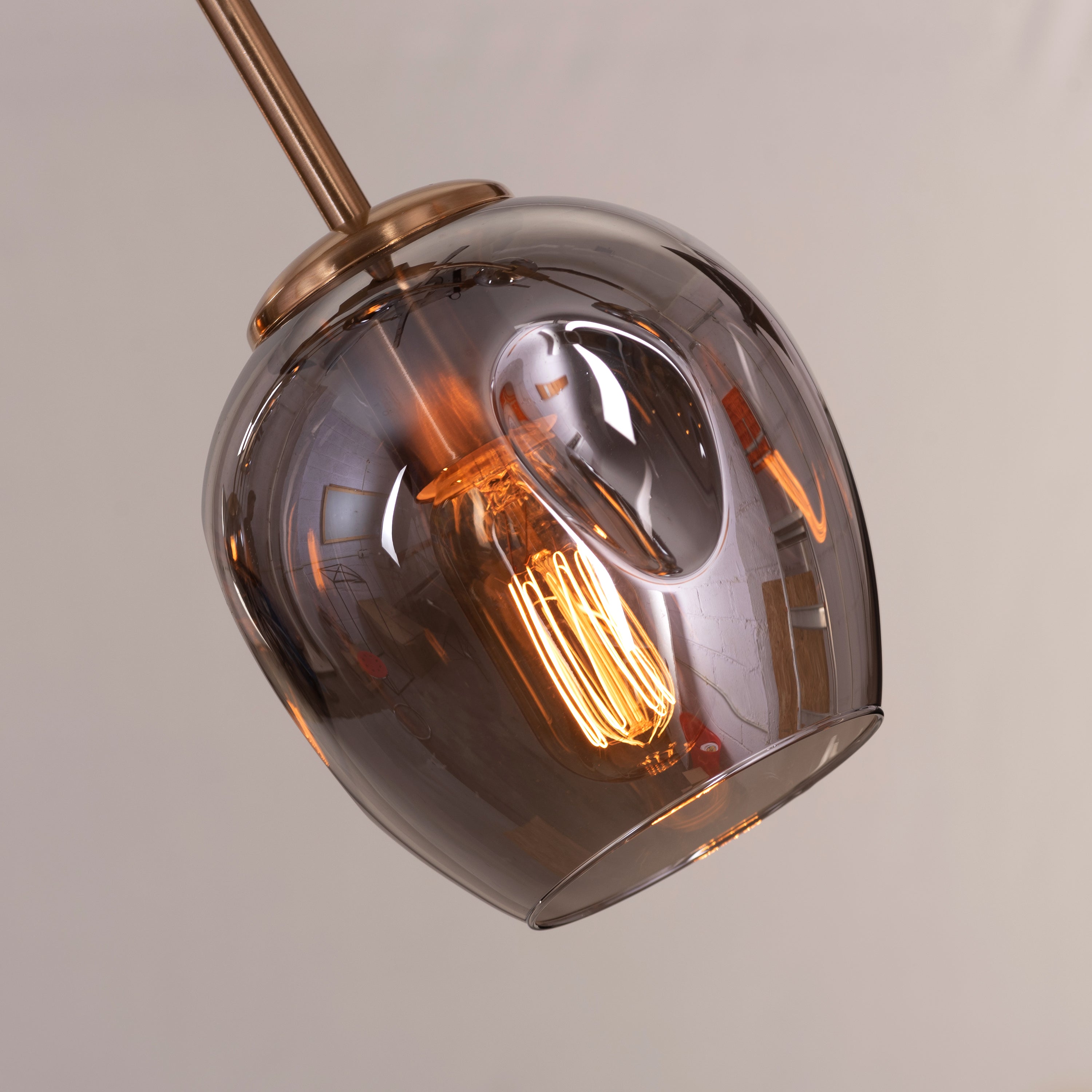 Games People Play (Large, Gold, Smokey Grey, 10 Head) Glass Chandelier