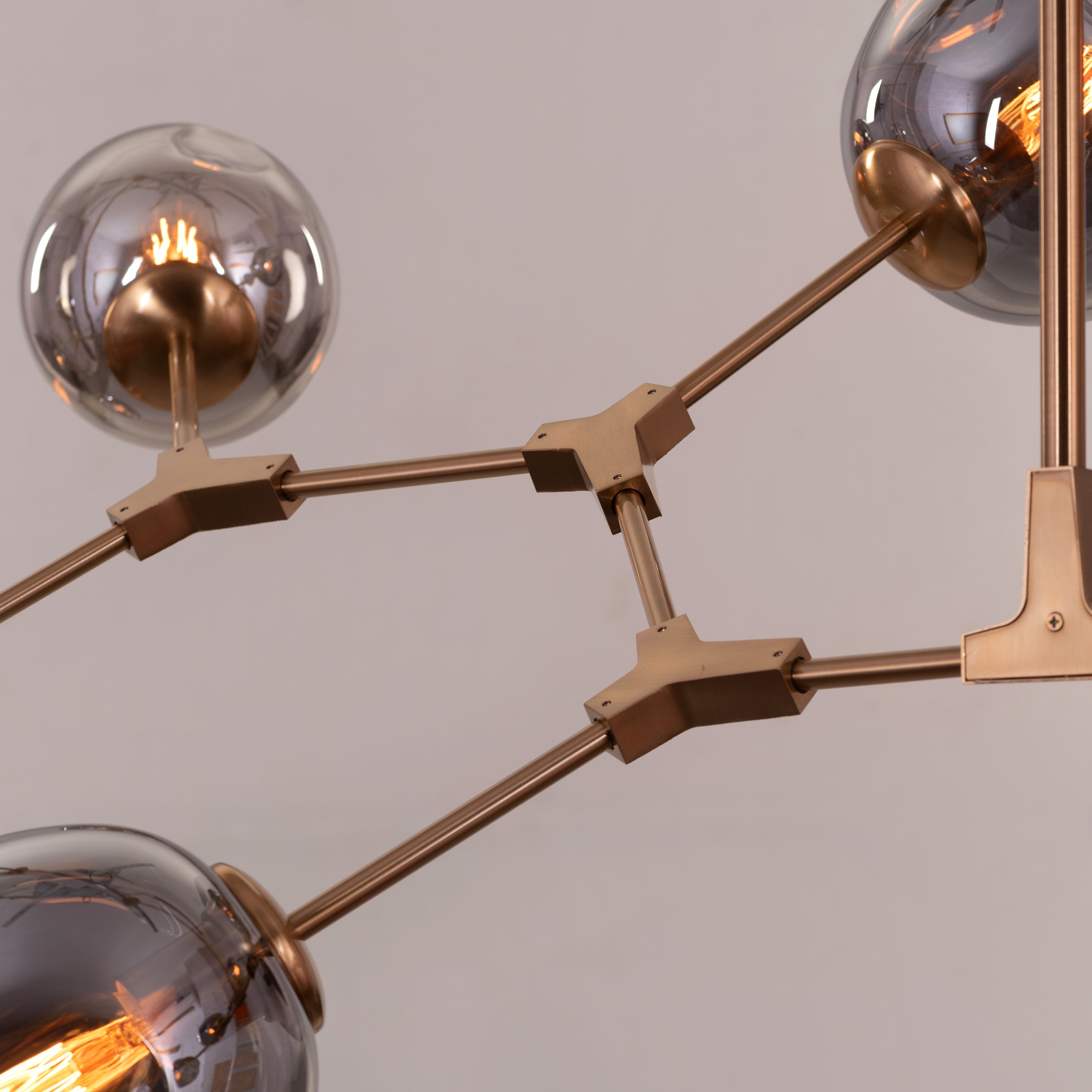 Games People Play (Large, Gold, Smokey Grey, 10 Head) Glass Chandelier