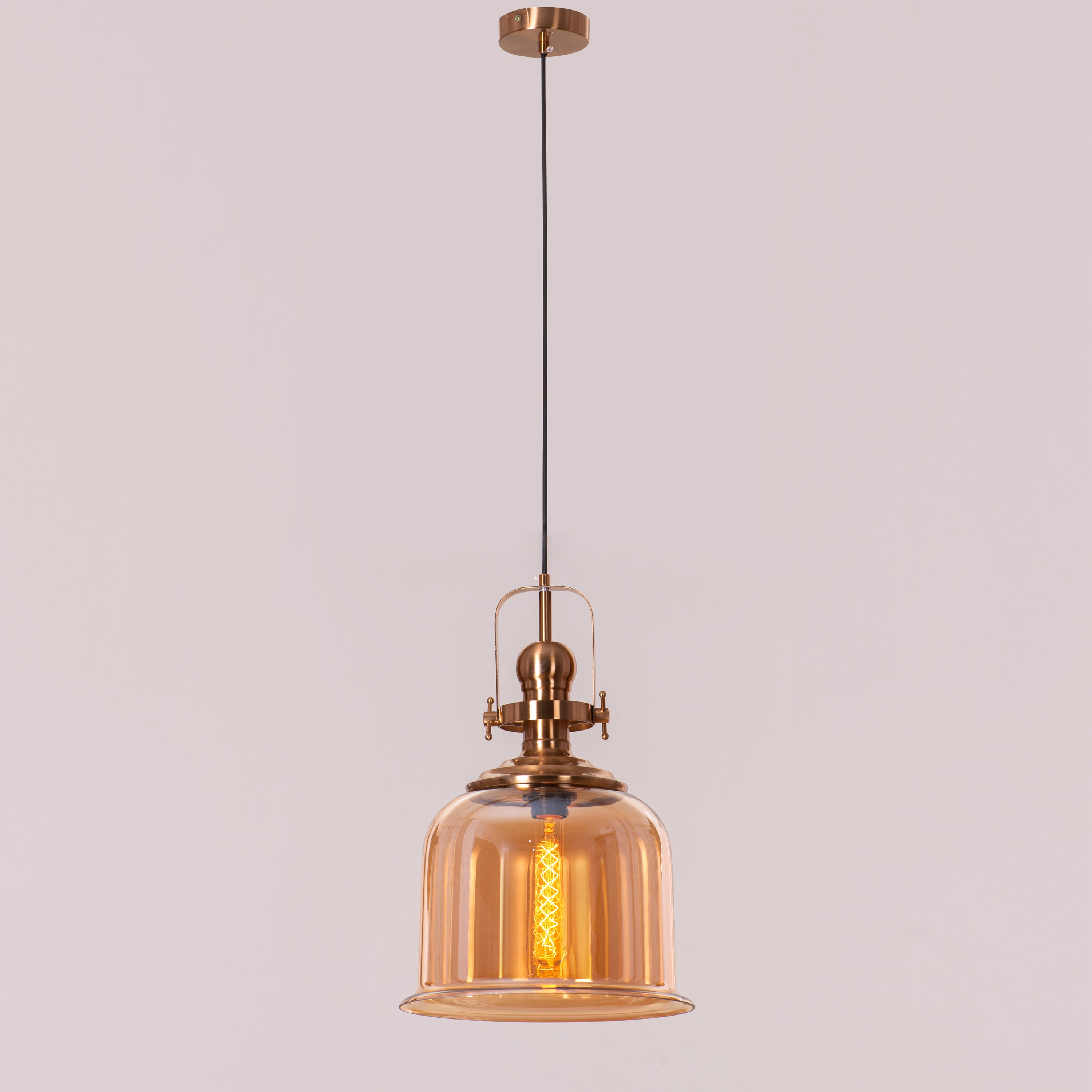 Amber Arcade (Gold, Amber) Clear Glass Pendant Light