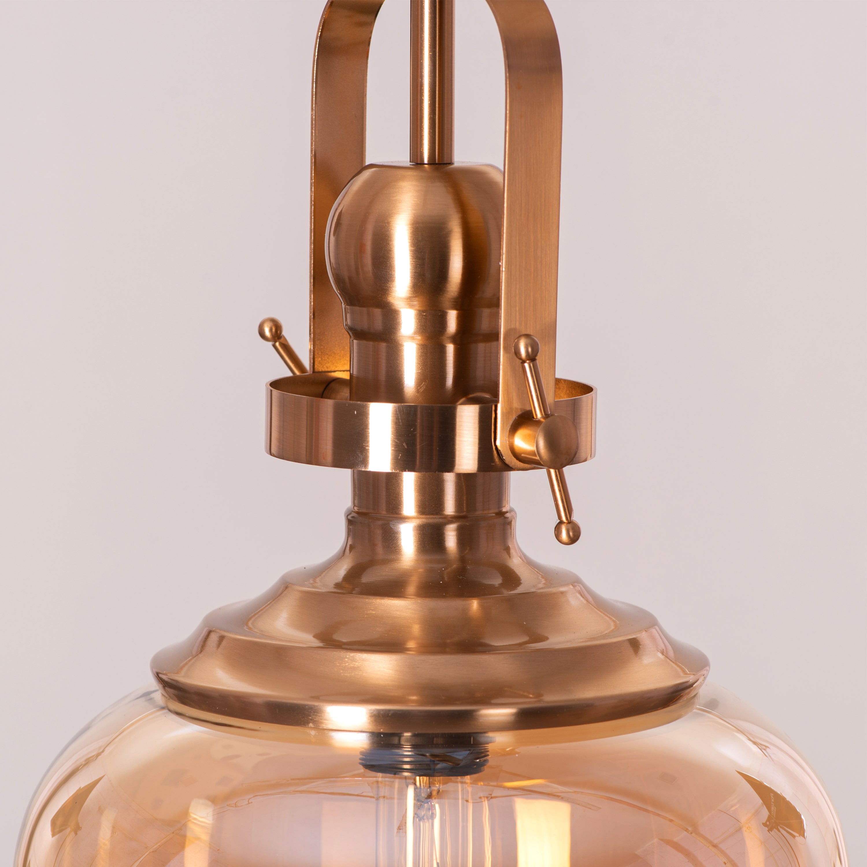 Amber Arcade (Gold, Amber) Clear Glass Pendant Light