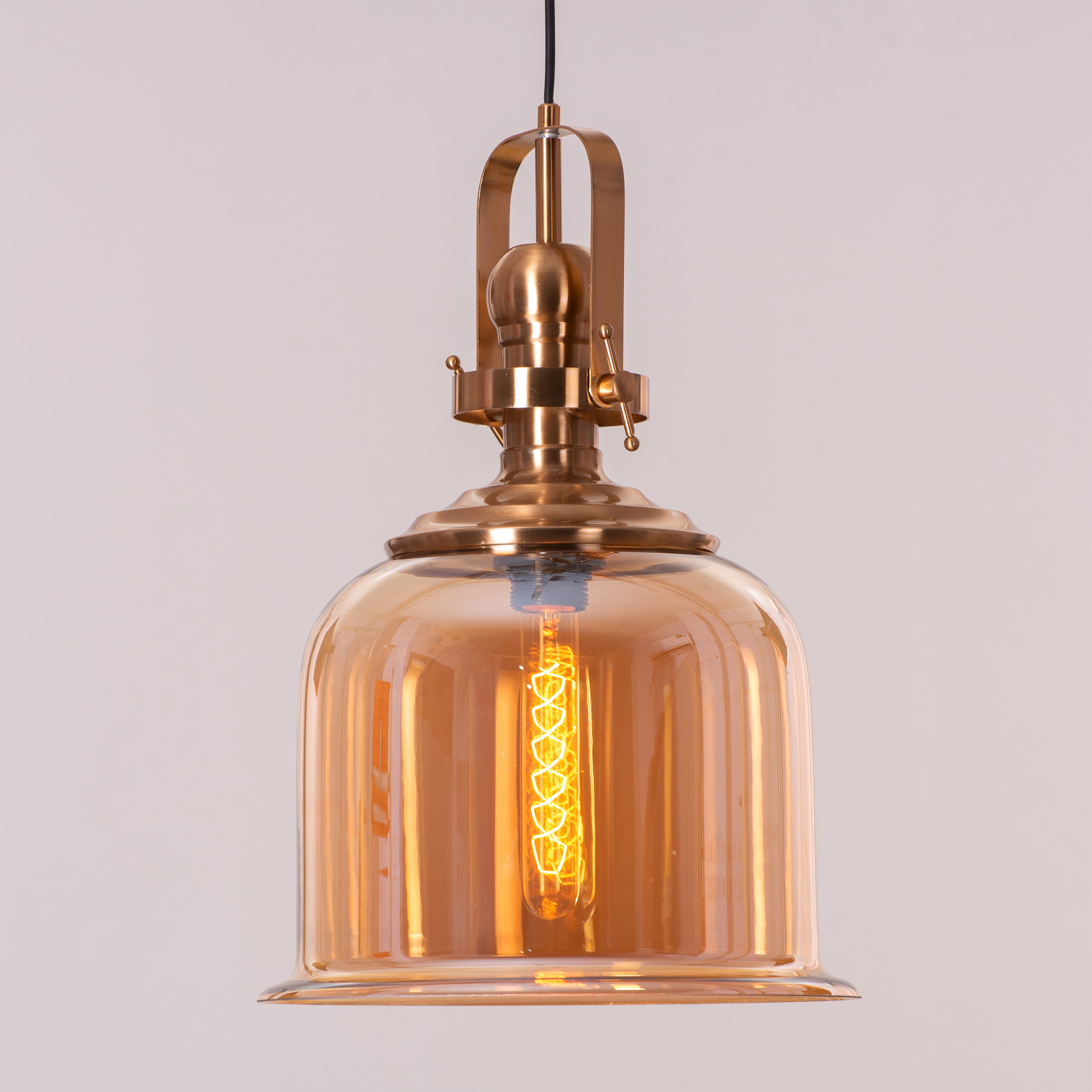Amber Arcade (Gold, Amber) Clear Glass Pendant Light