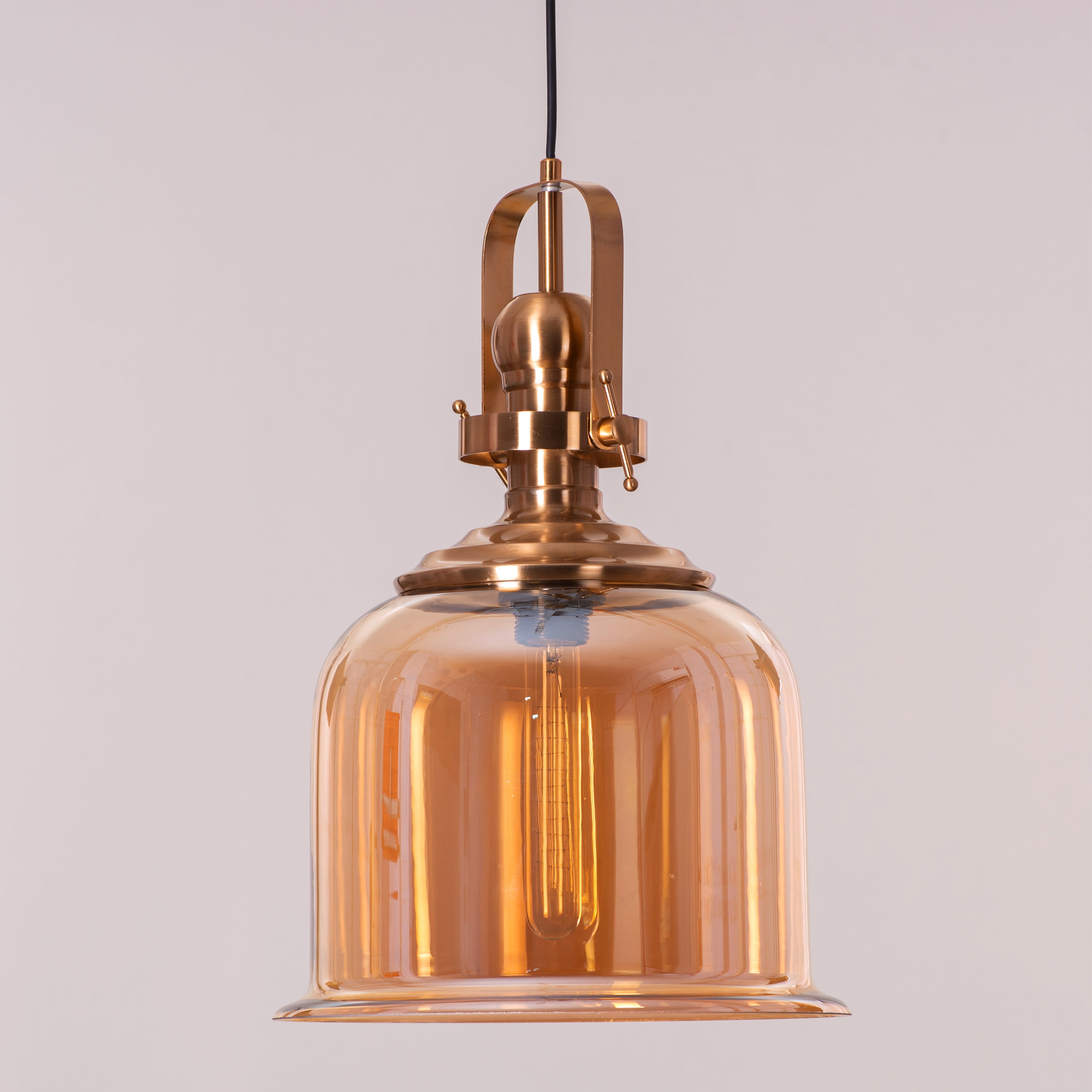 Amber Arcade (Gold, Amber) Clear Glass Pendant Light