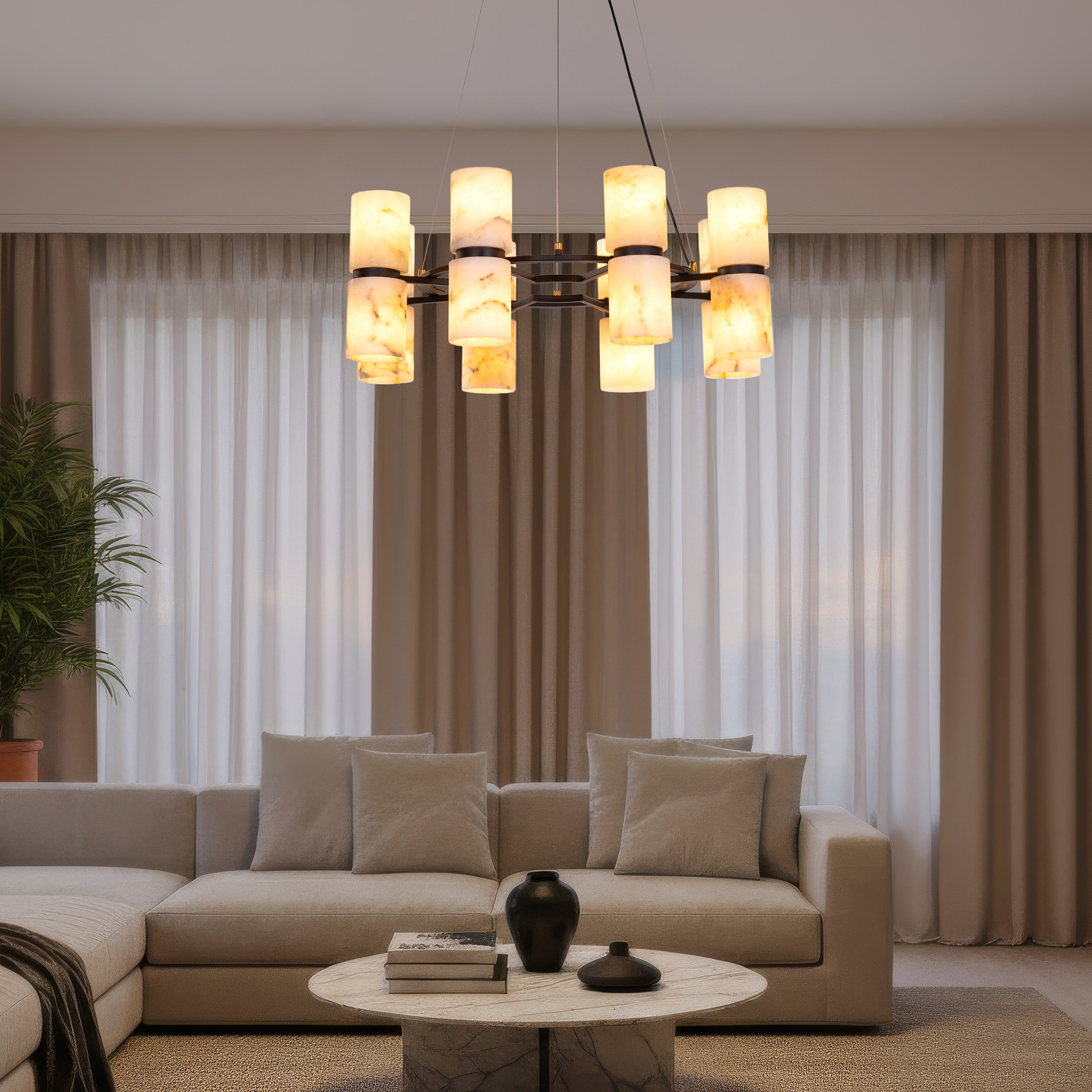 In Another Time (Black) Alabaster Chandelier