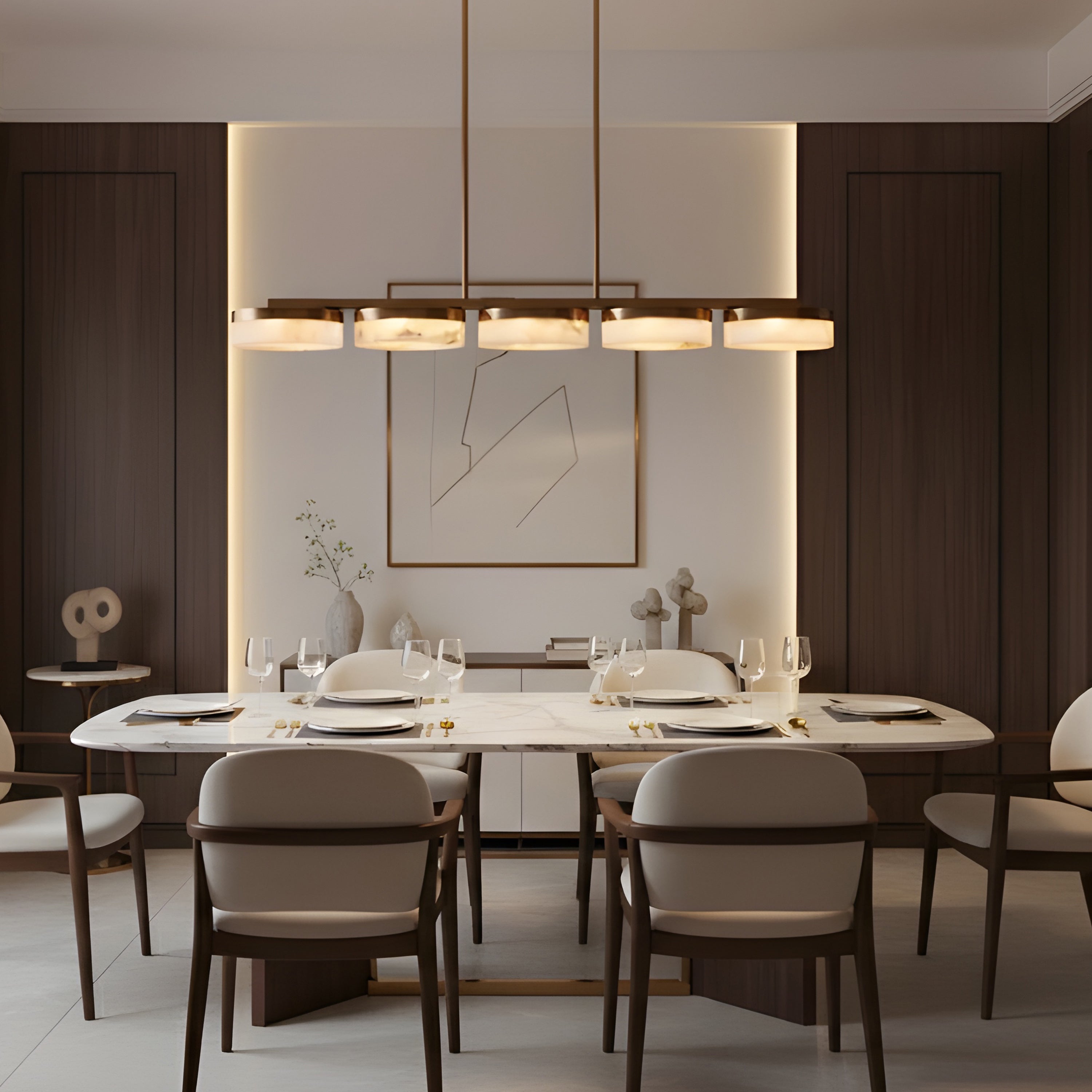 Maureen (Gold) Alabaster Chandelier