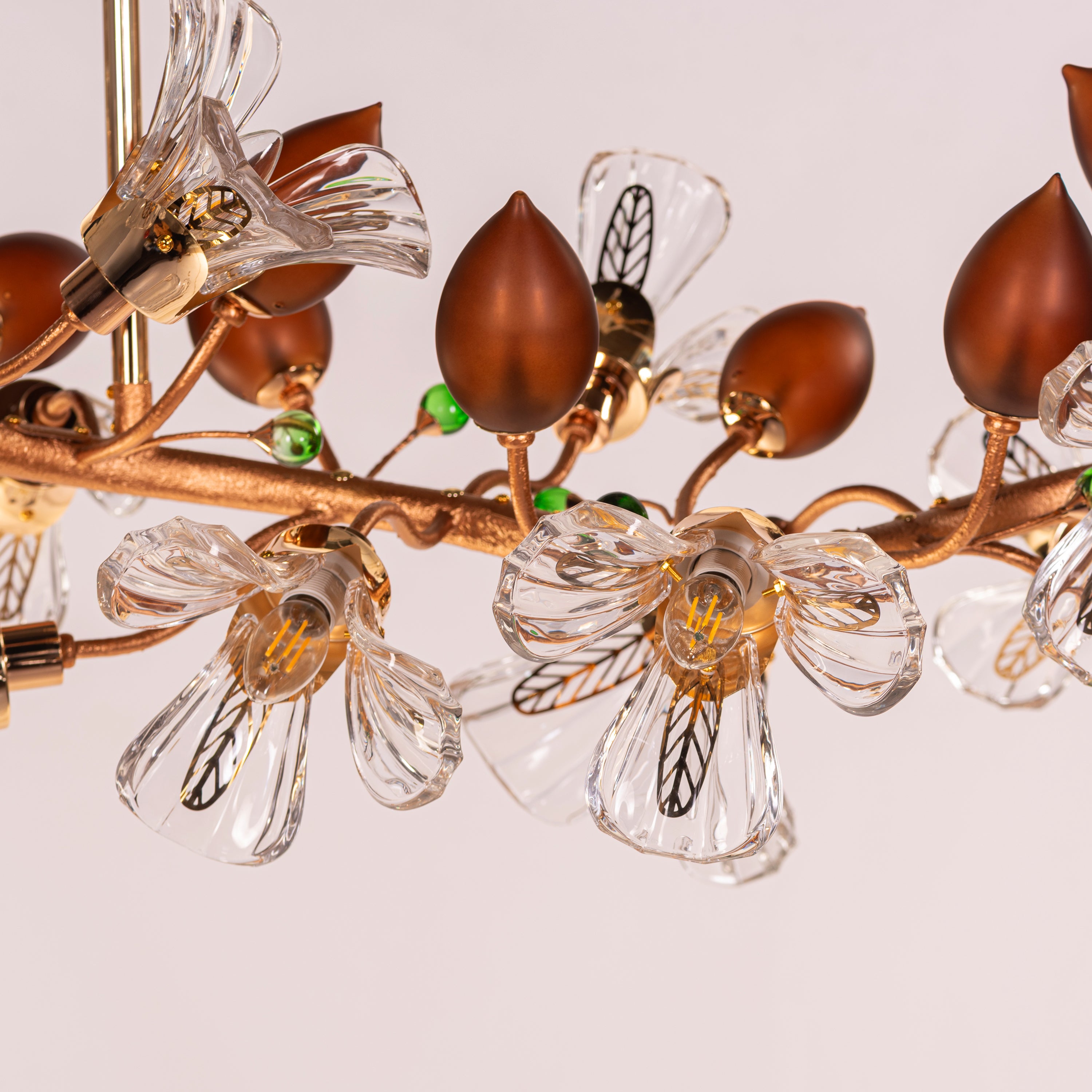 Harubana Splash (Medium, Rose Gold, Clear & Amber) Textured Glass Chandelier