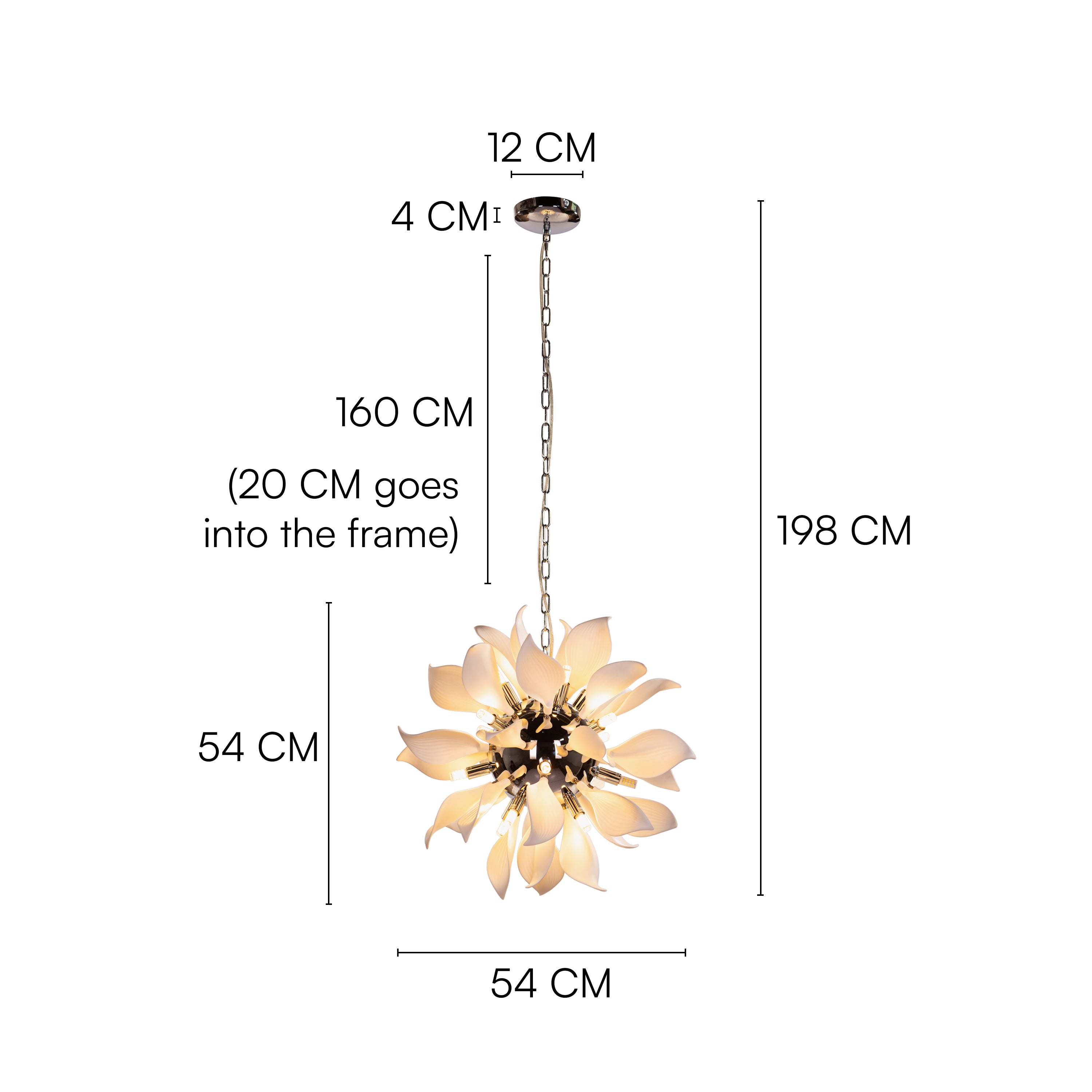 Ocean Lily (Chrome, White) Ceramic Chandelier