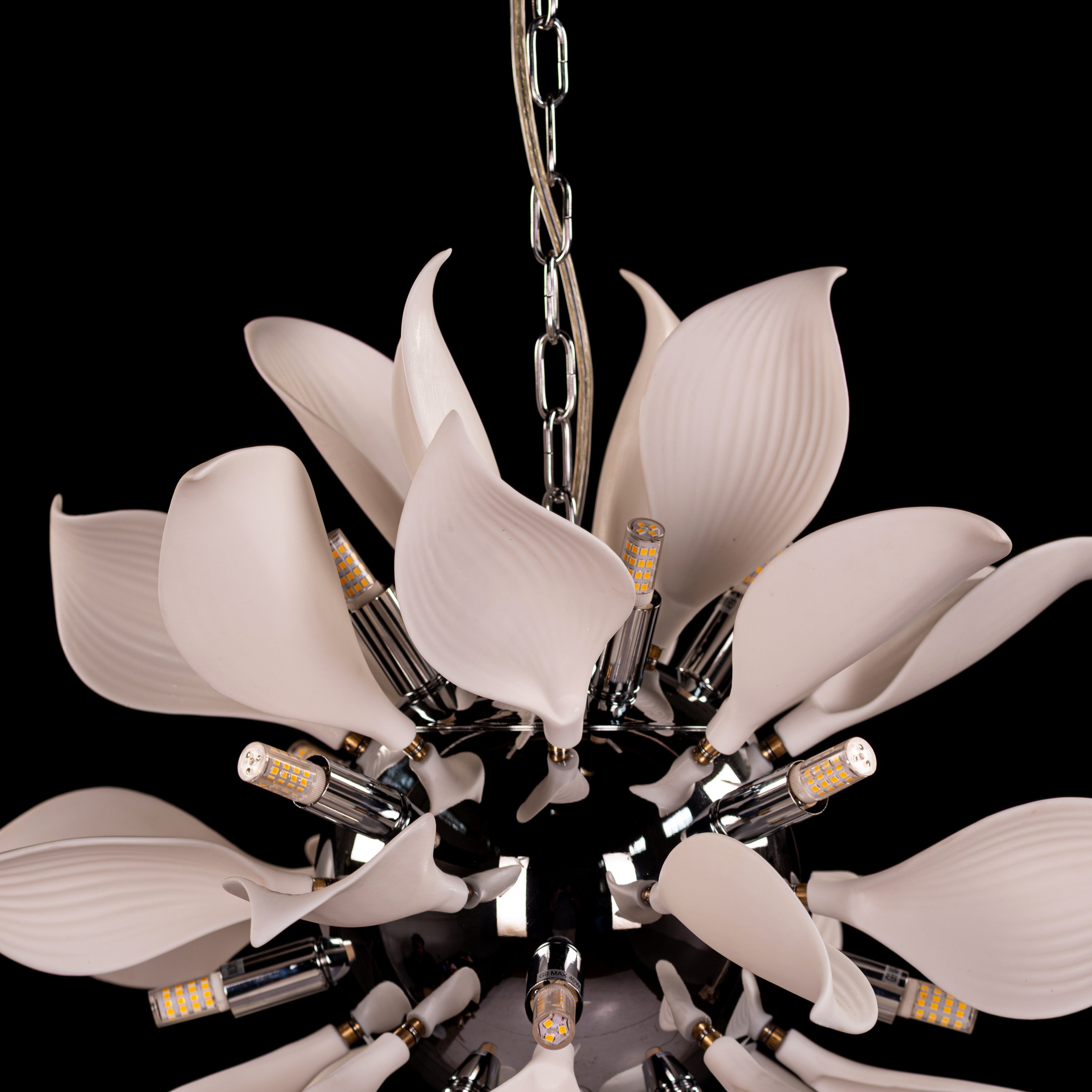 Ocean Lily (Chrome, White) Ceramic Chandelier
