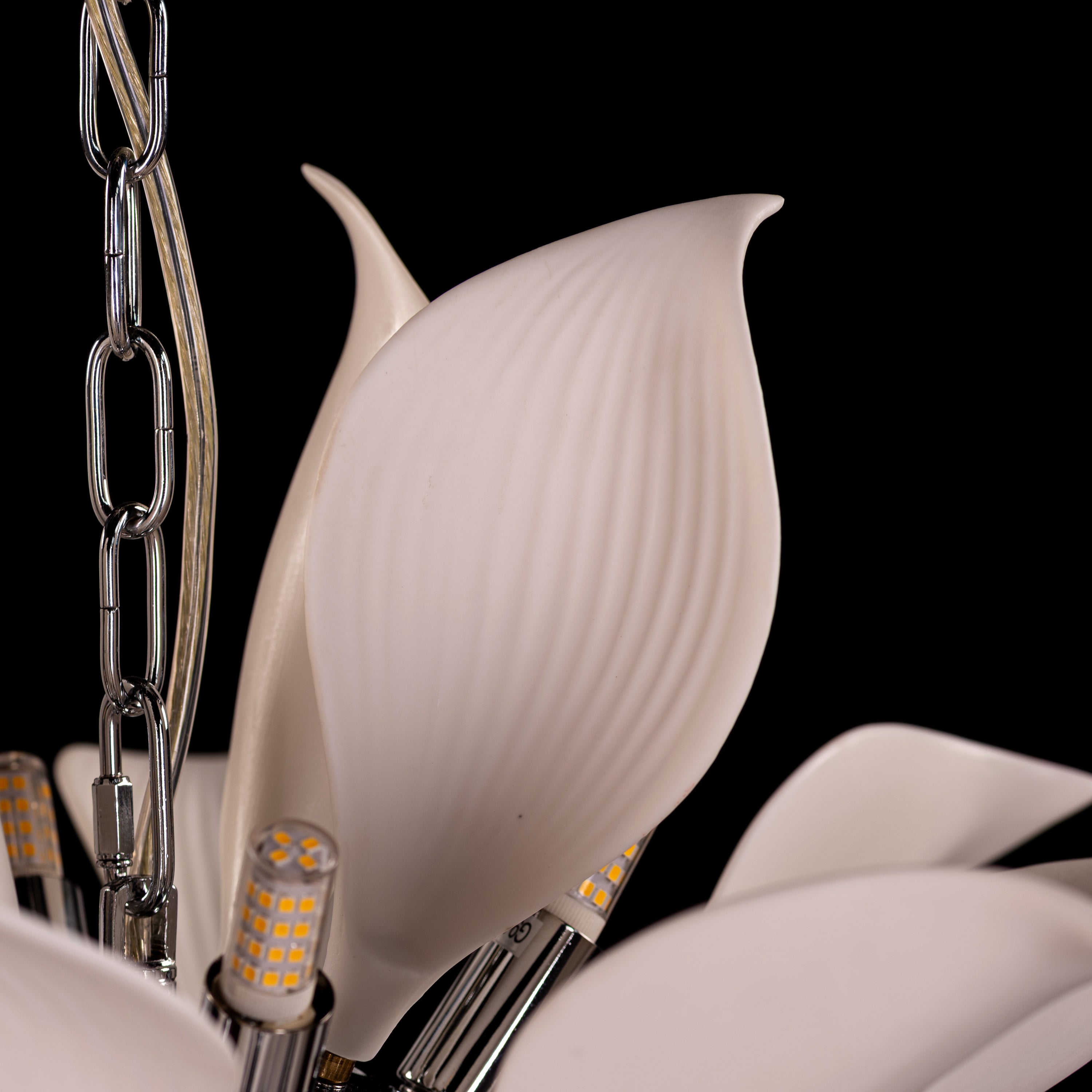 Ocean Lily (Chrome, White) Ceramic Chandelier