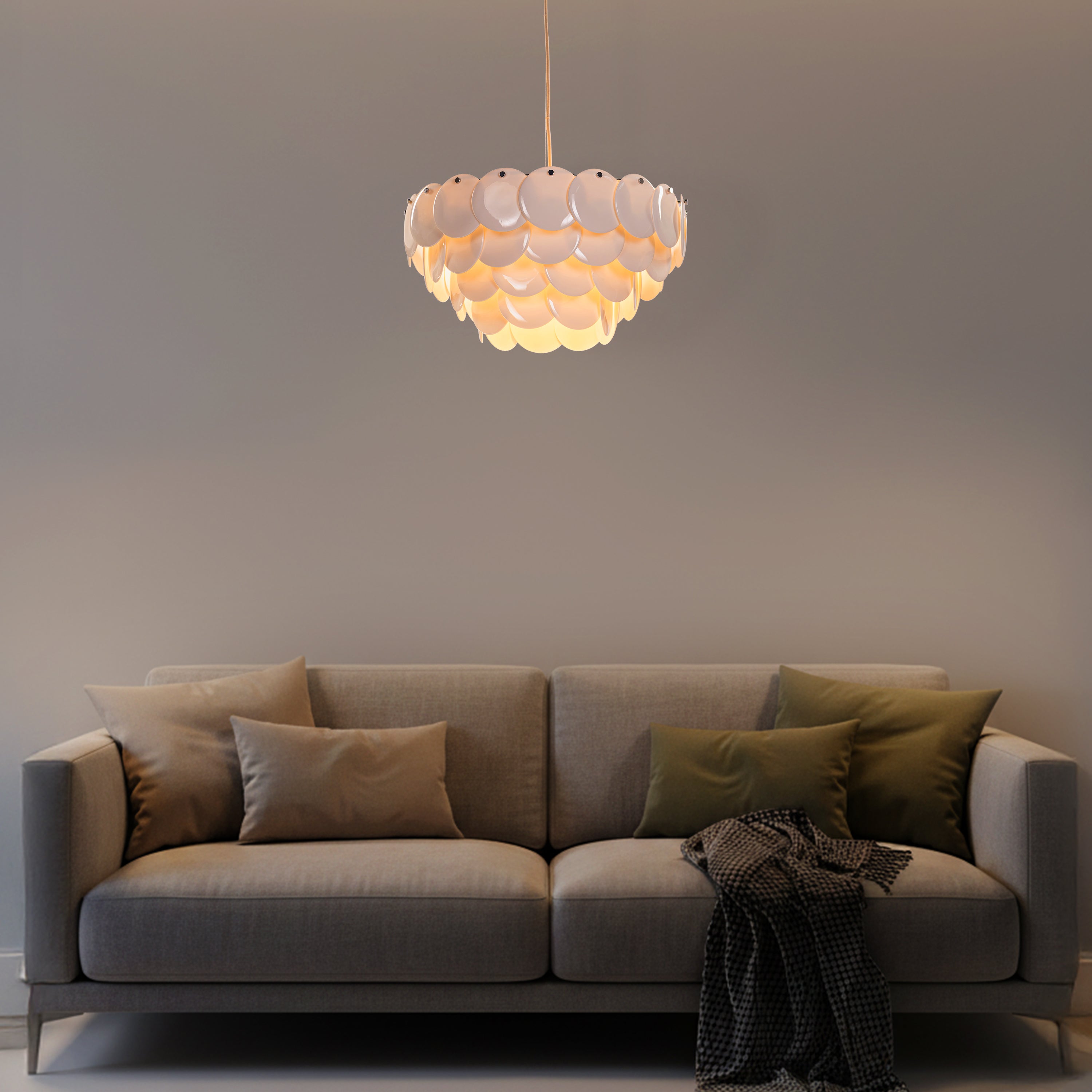 Porcelain Sail (Chrome, White) Ceramic Chandelier