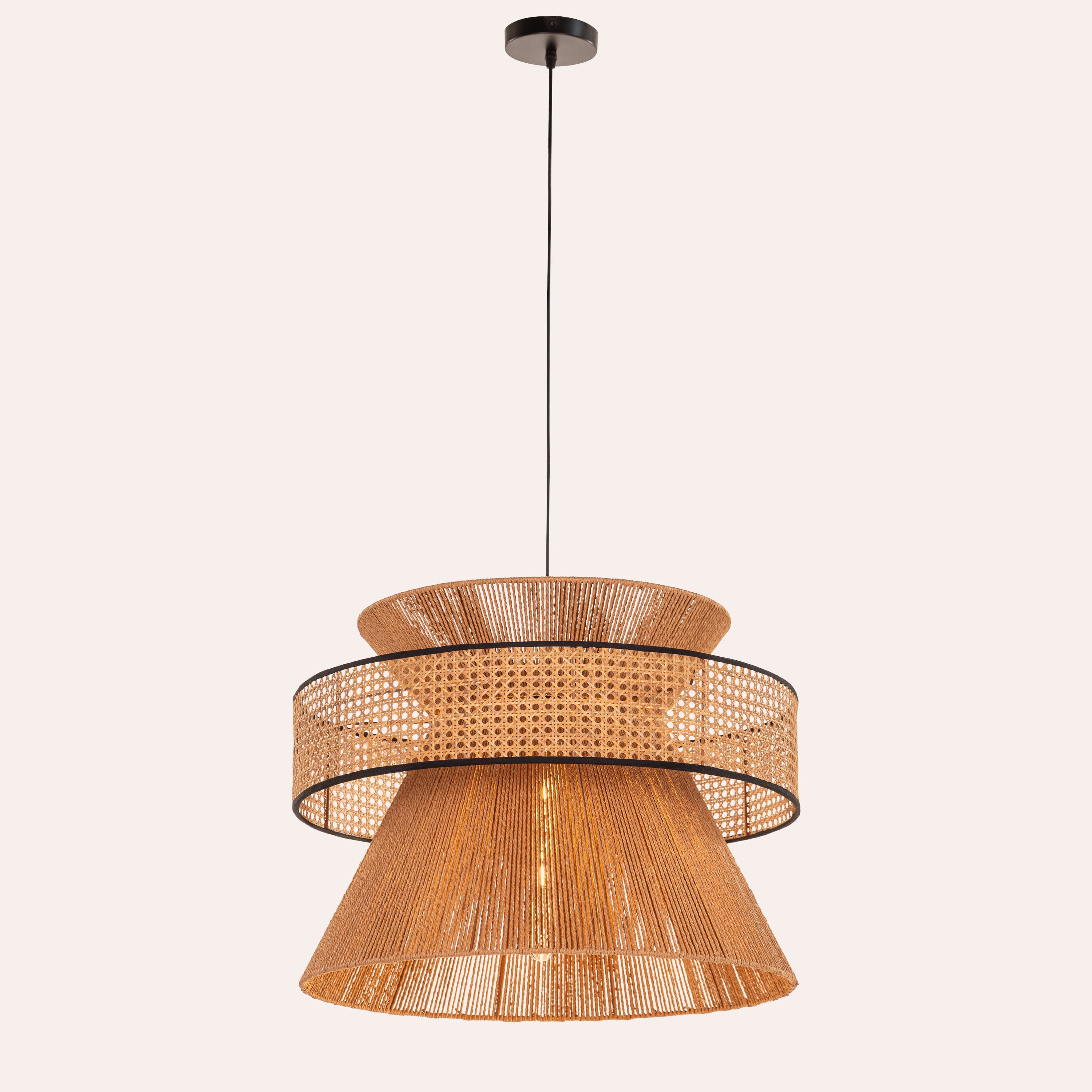 Mykonos Beam (Brown) Rattan Chandelier