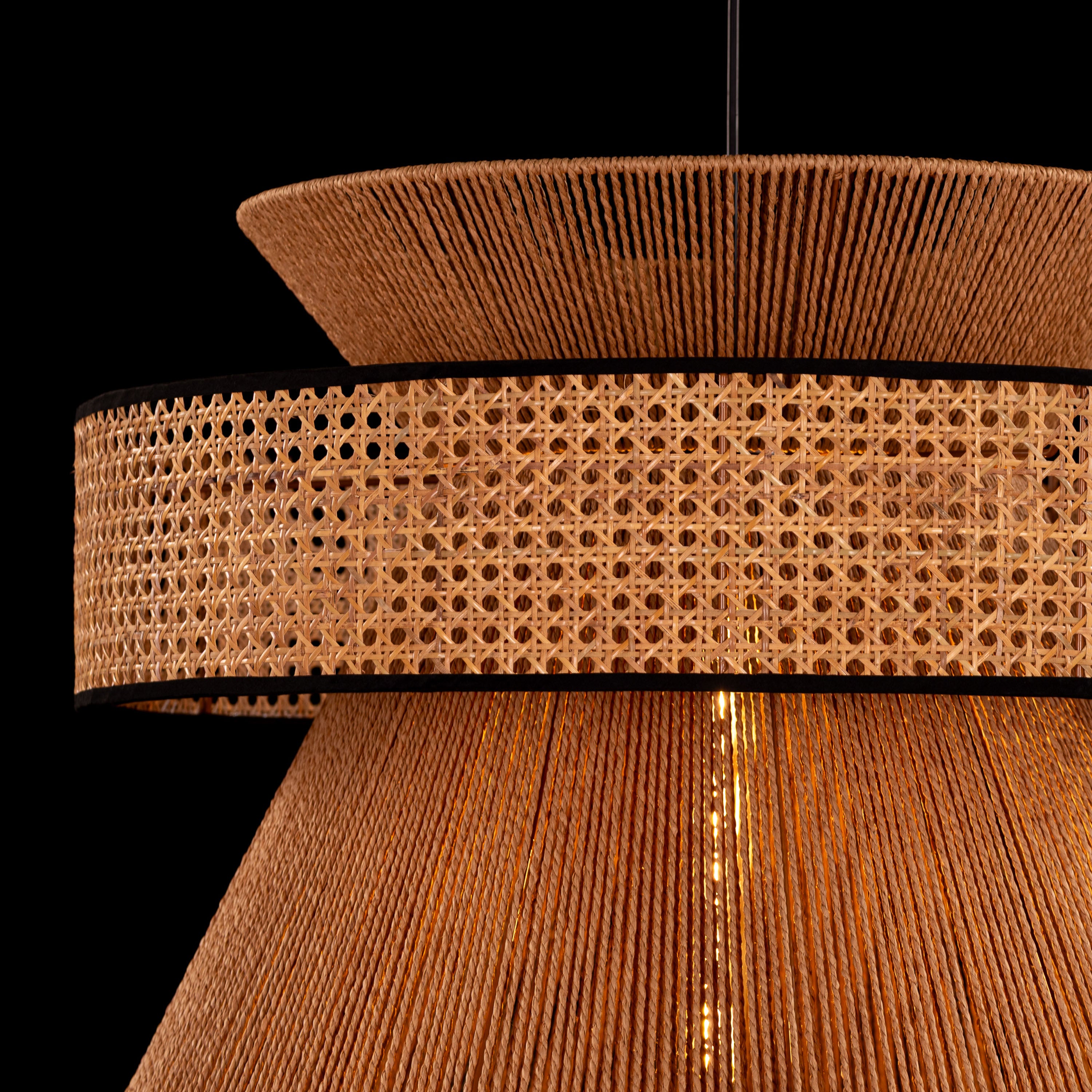 Mykonos Beam (Brown) Rattan Chandelier