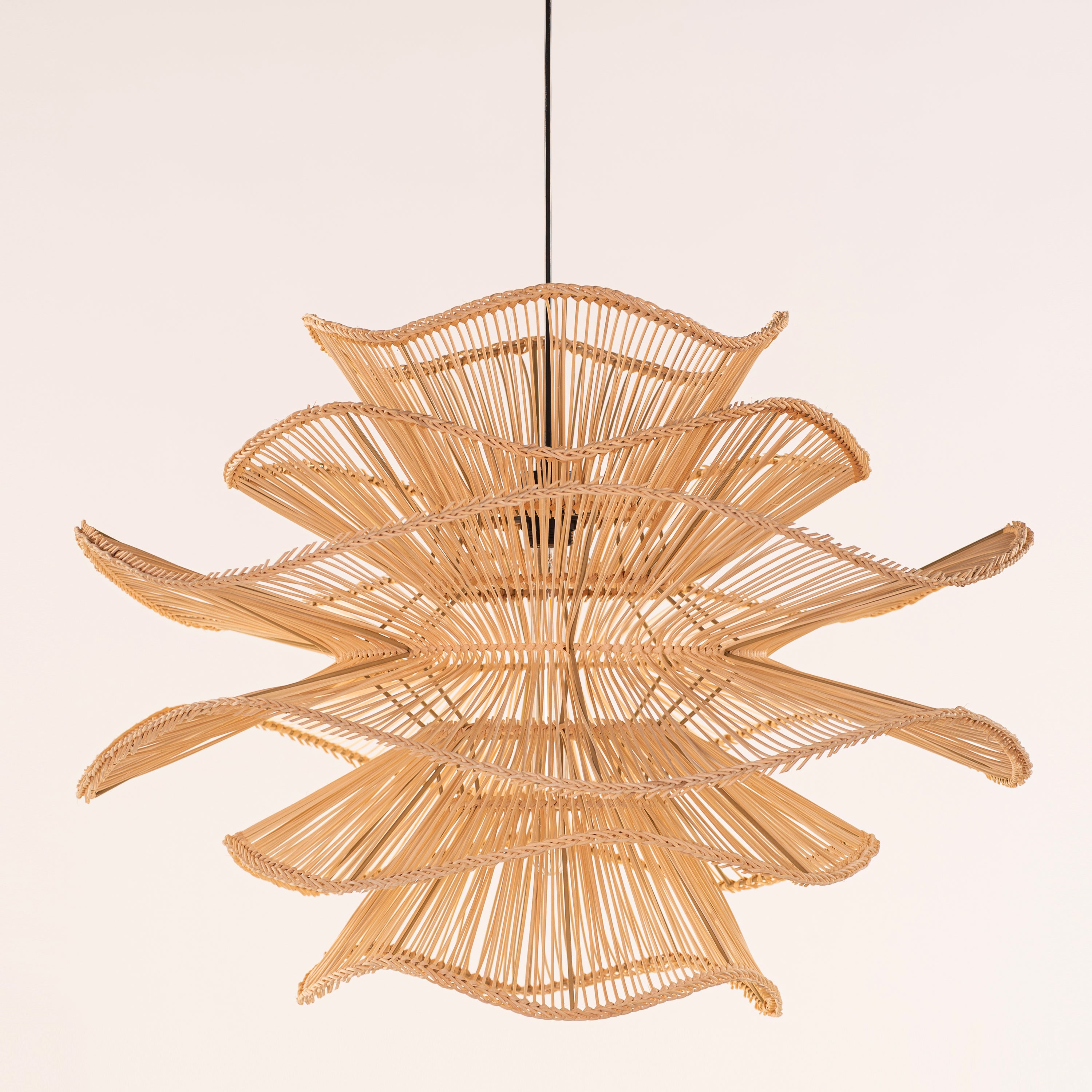 Seashell Whisper (Beige) Rattan Chandelier