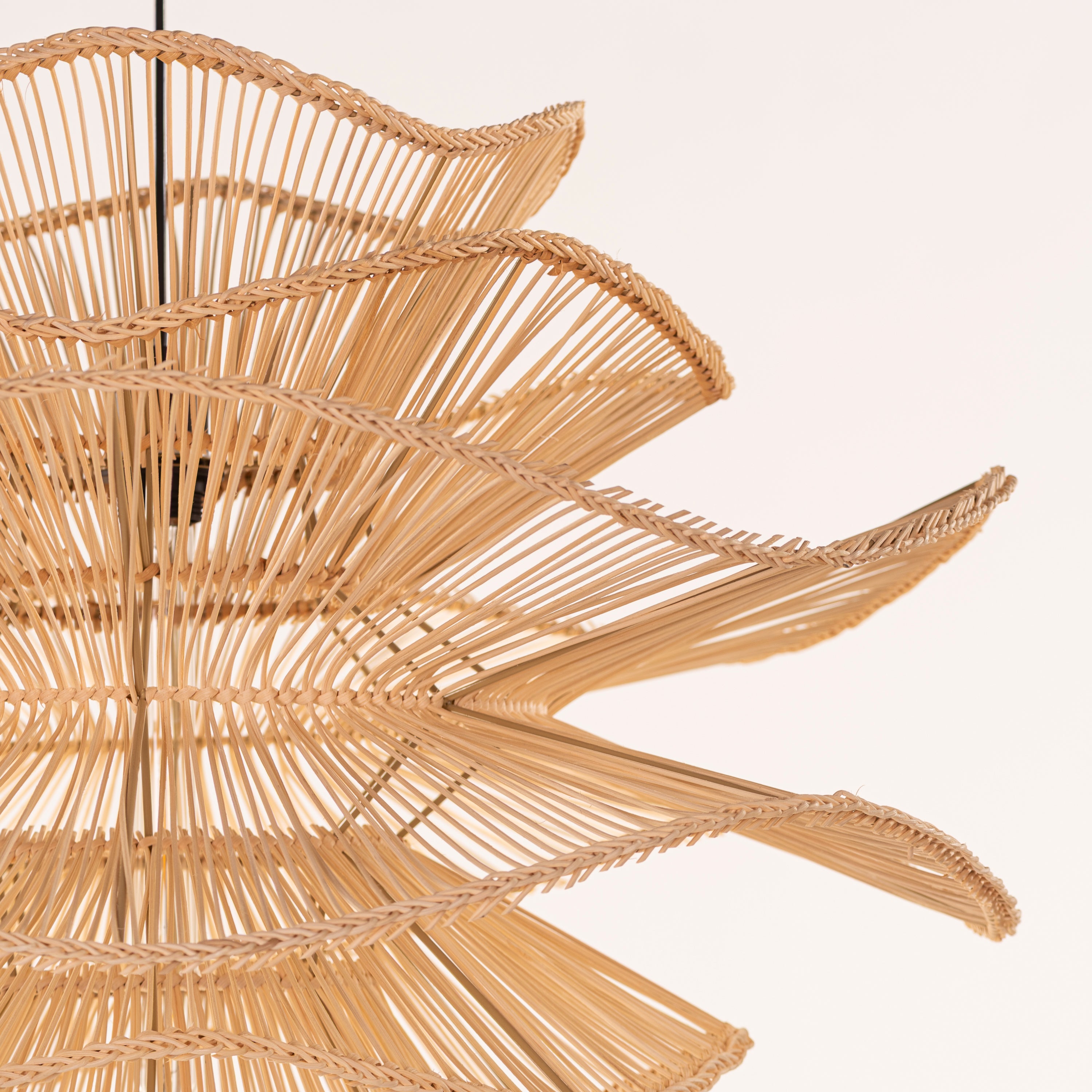 Seashell Whisper (Beige) Rattan Chandelier