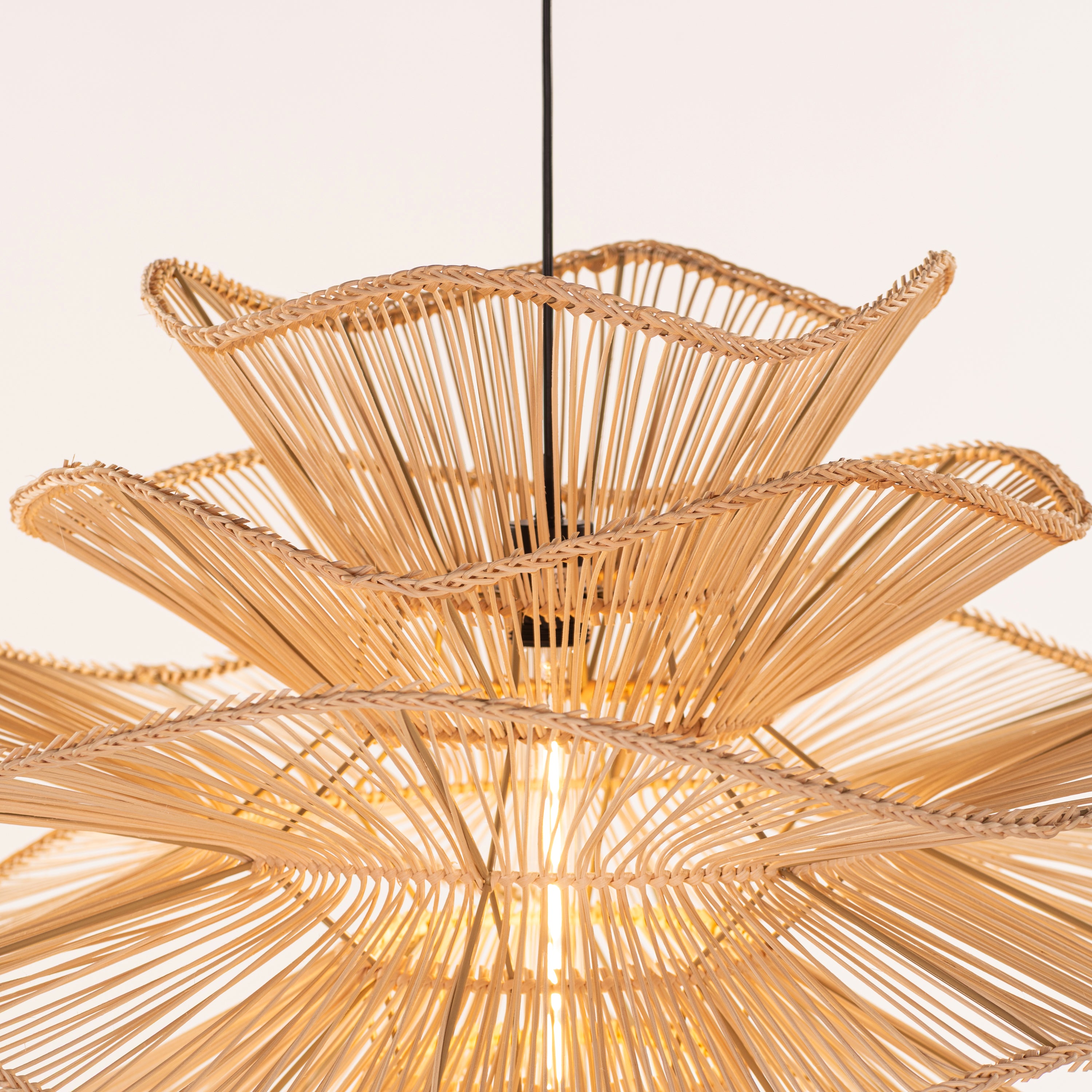 Seashell Whisper (Beige) Rattan Chandelier