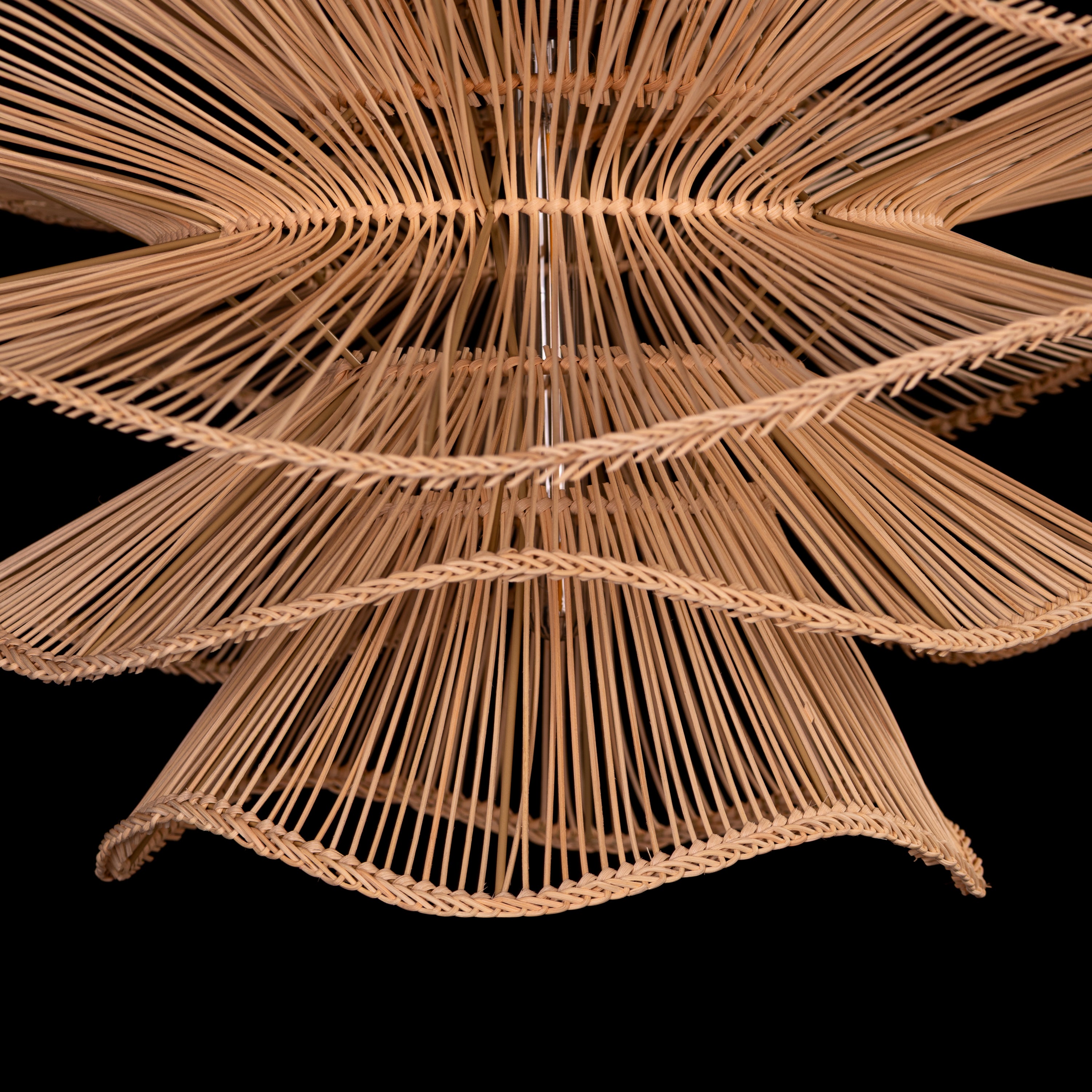 Seashell Whisper (Beige) Rattan Chandelier