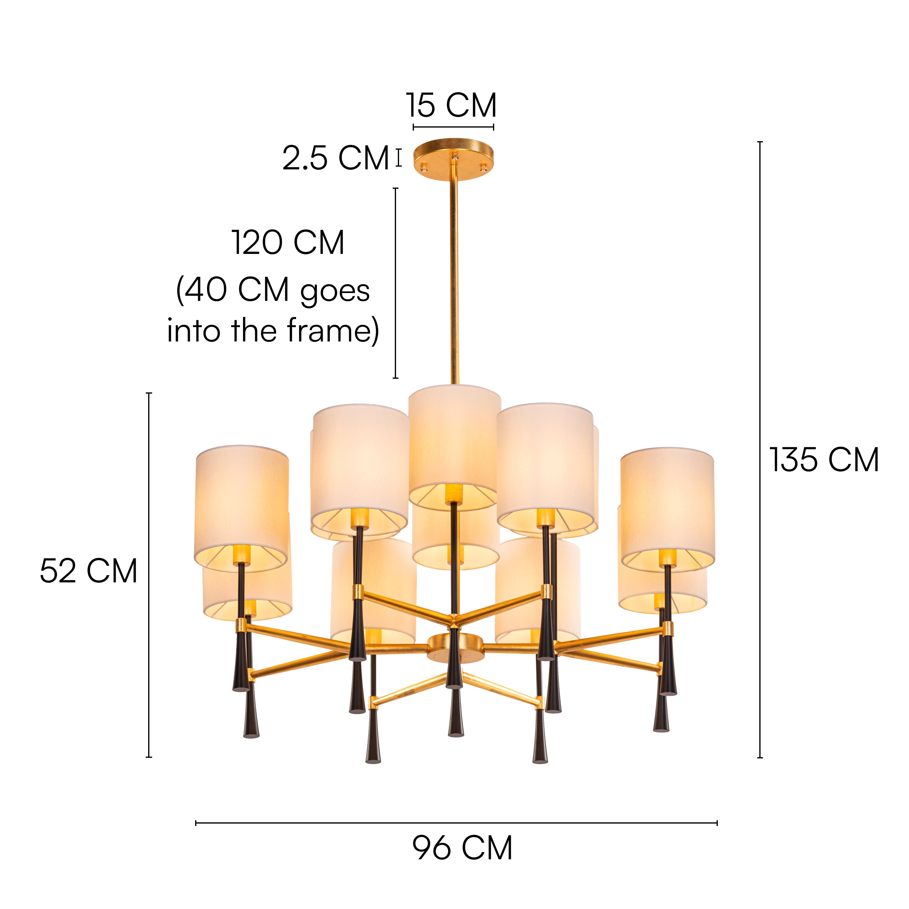 Windsor (Black, Gold, White) Fabric Chandelier