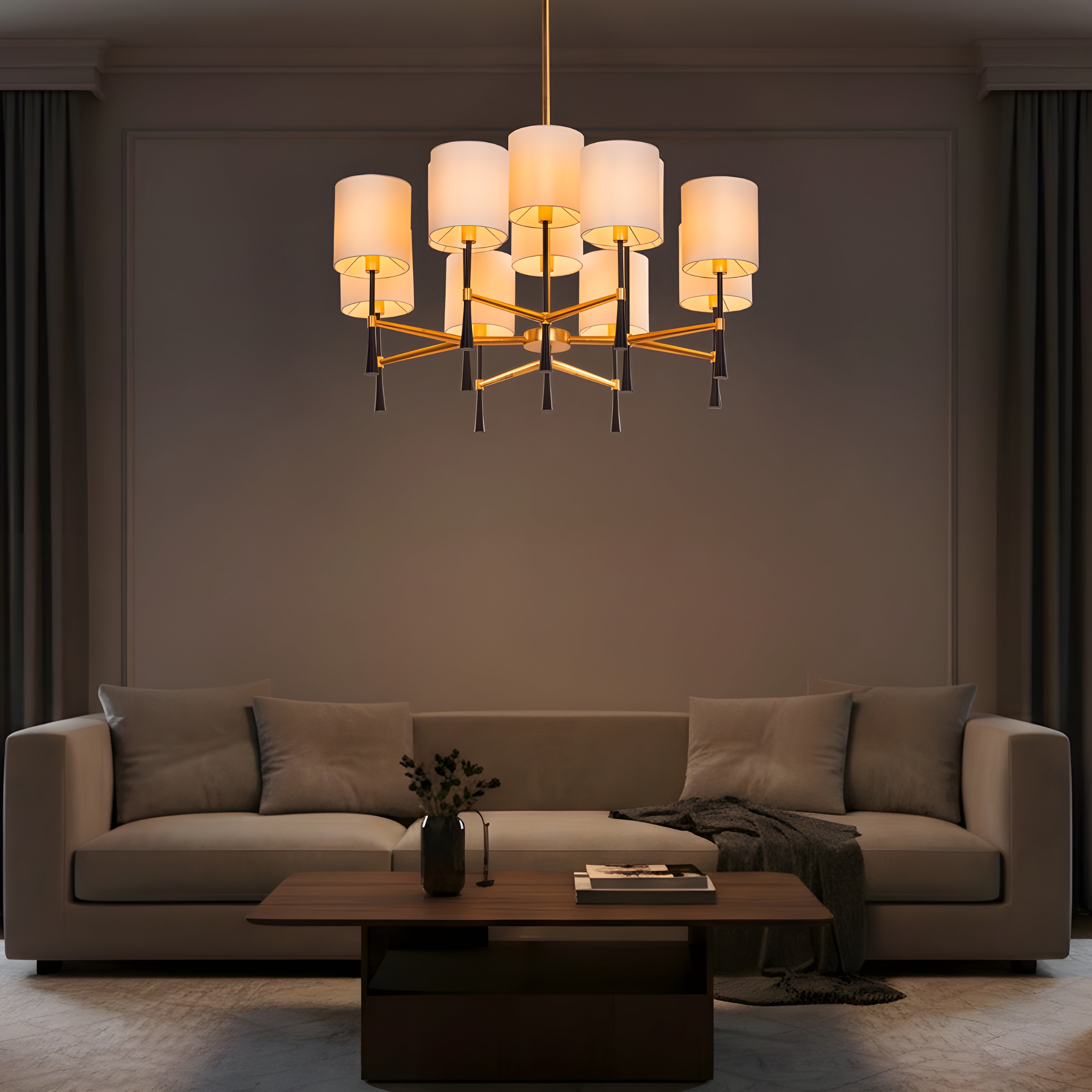 Windsor (Black, Gold, White) Fabric Chandelier