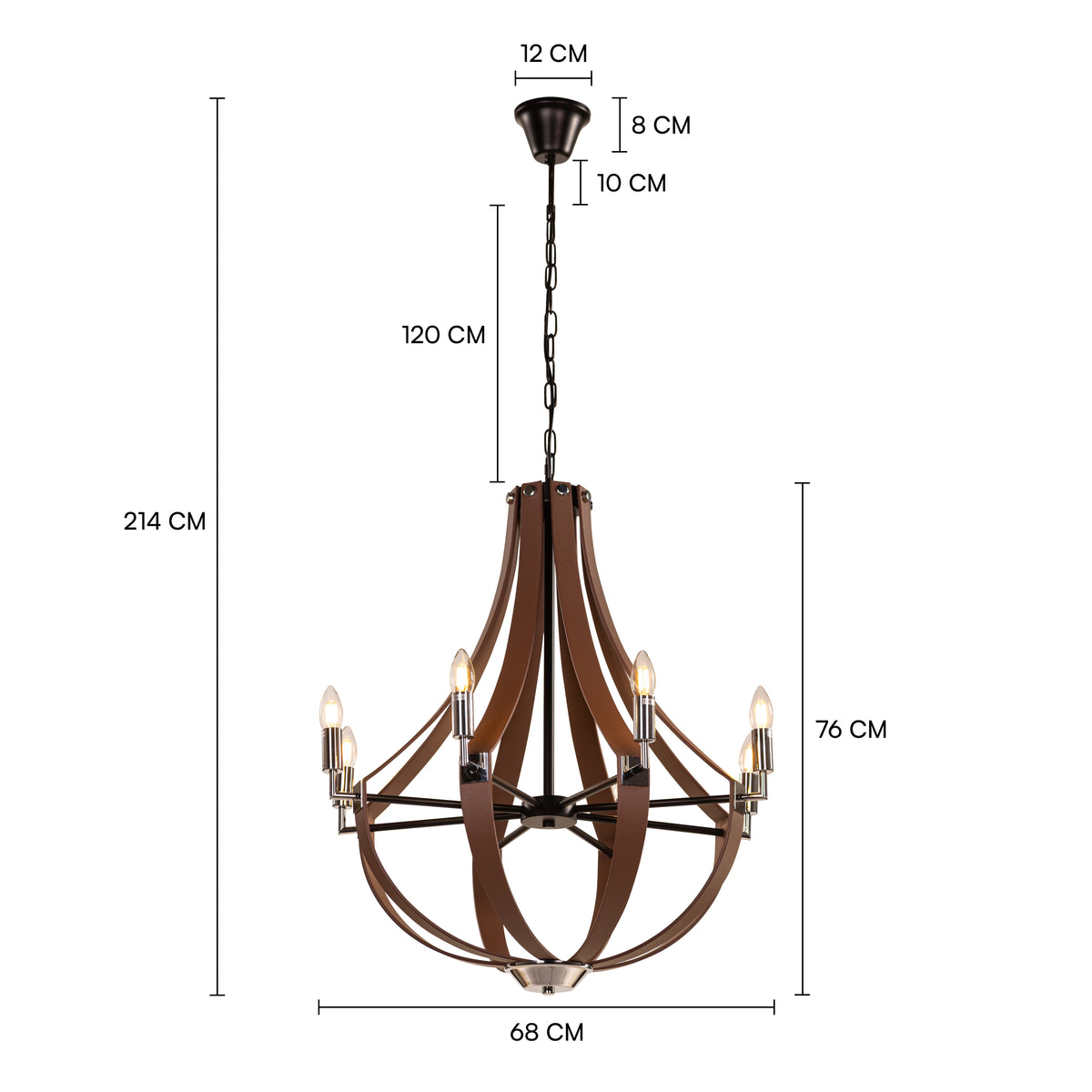 Regent (Black, Brown) Faux Leather Chandelier
