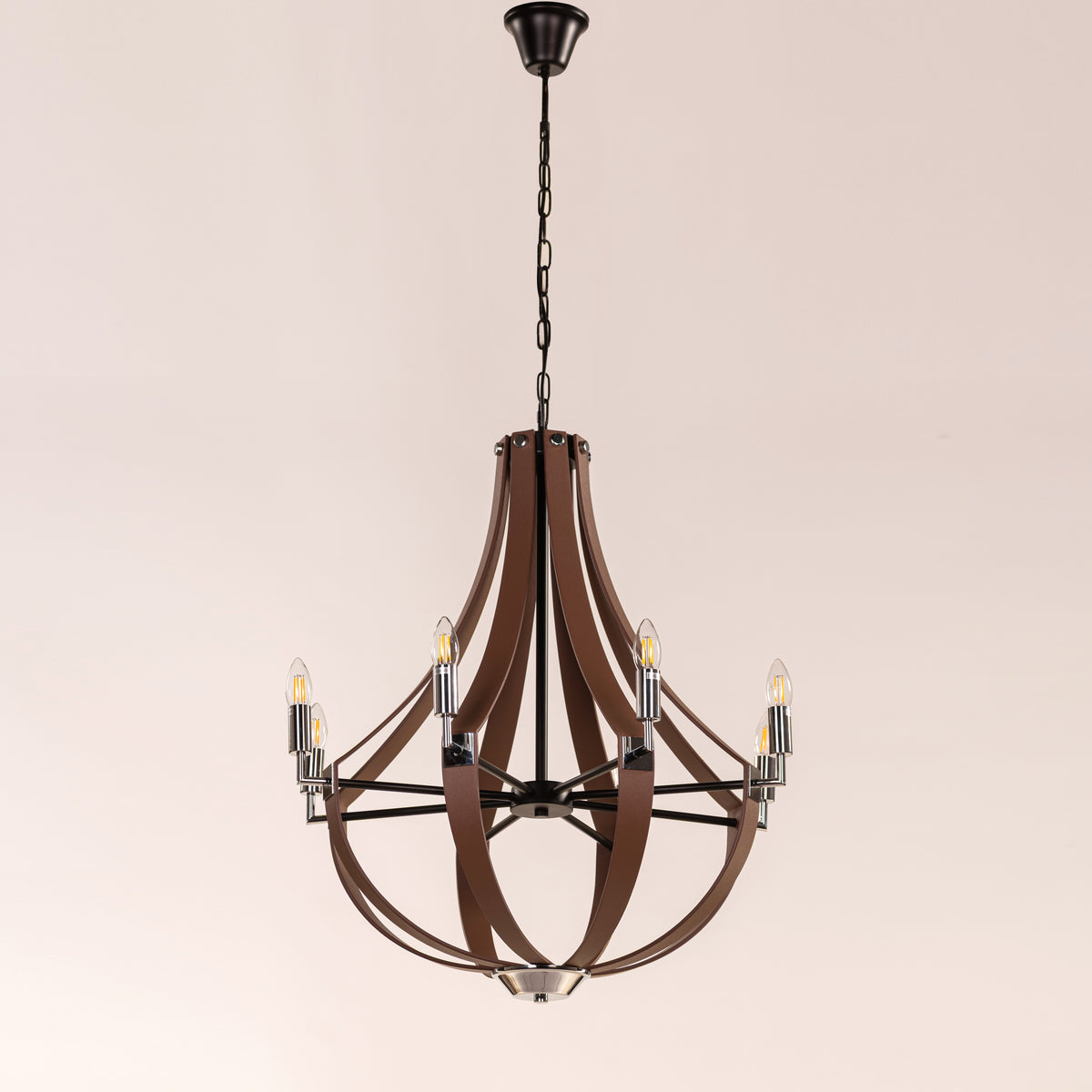 Regent (Black, Brown) Faux Leather Chandelier