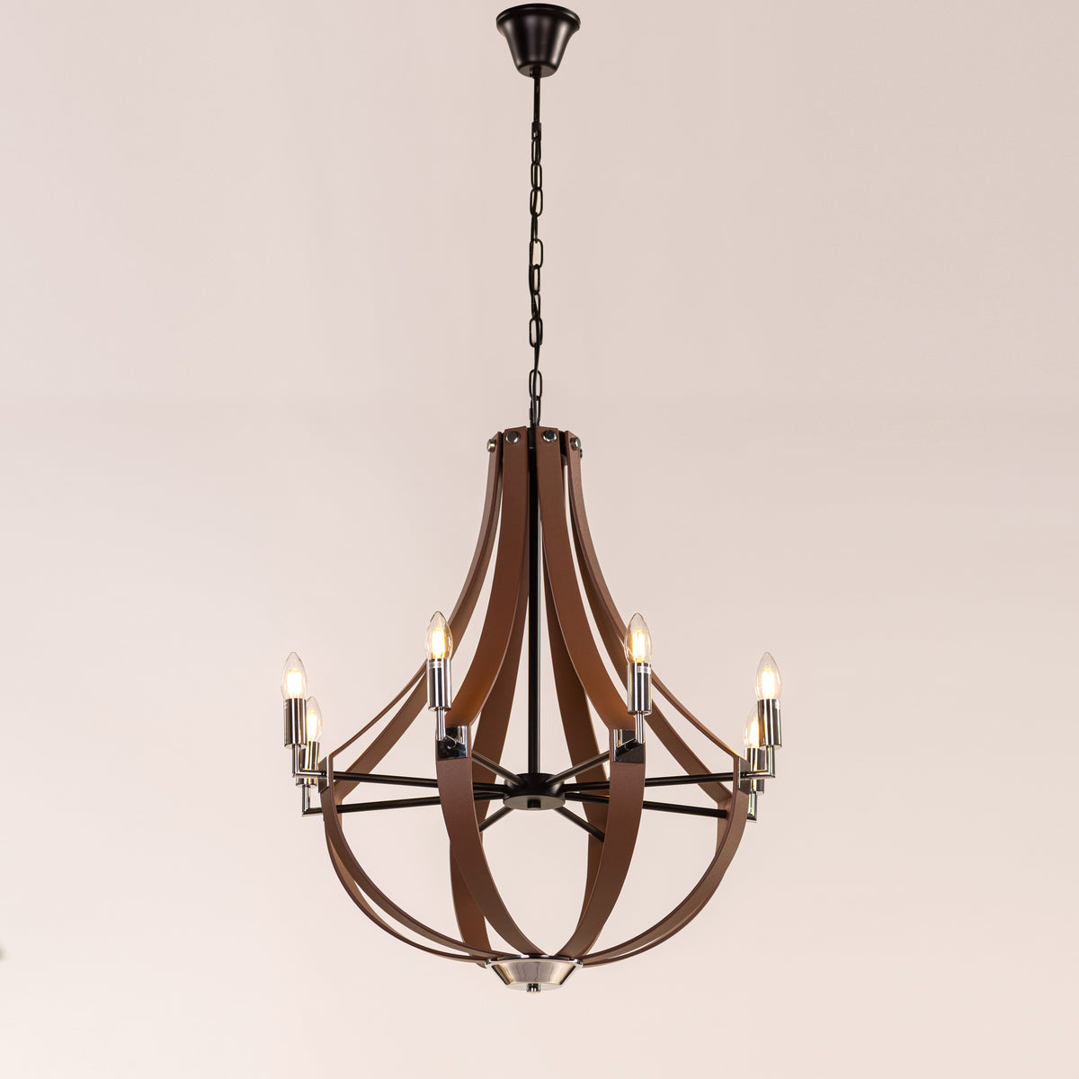 Regent (Black, Brown) Faux Leather Chandelier