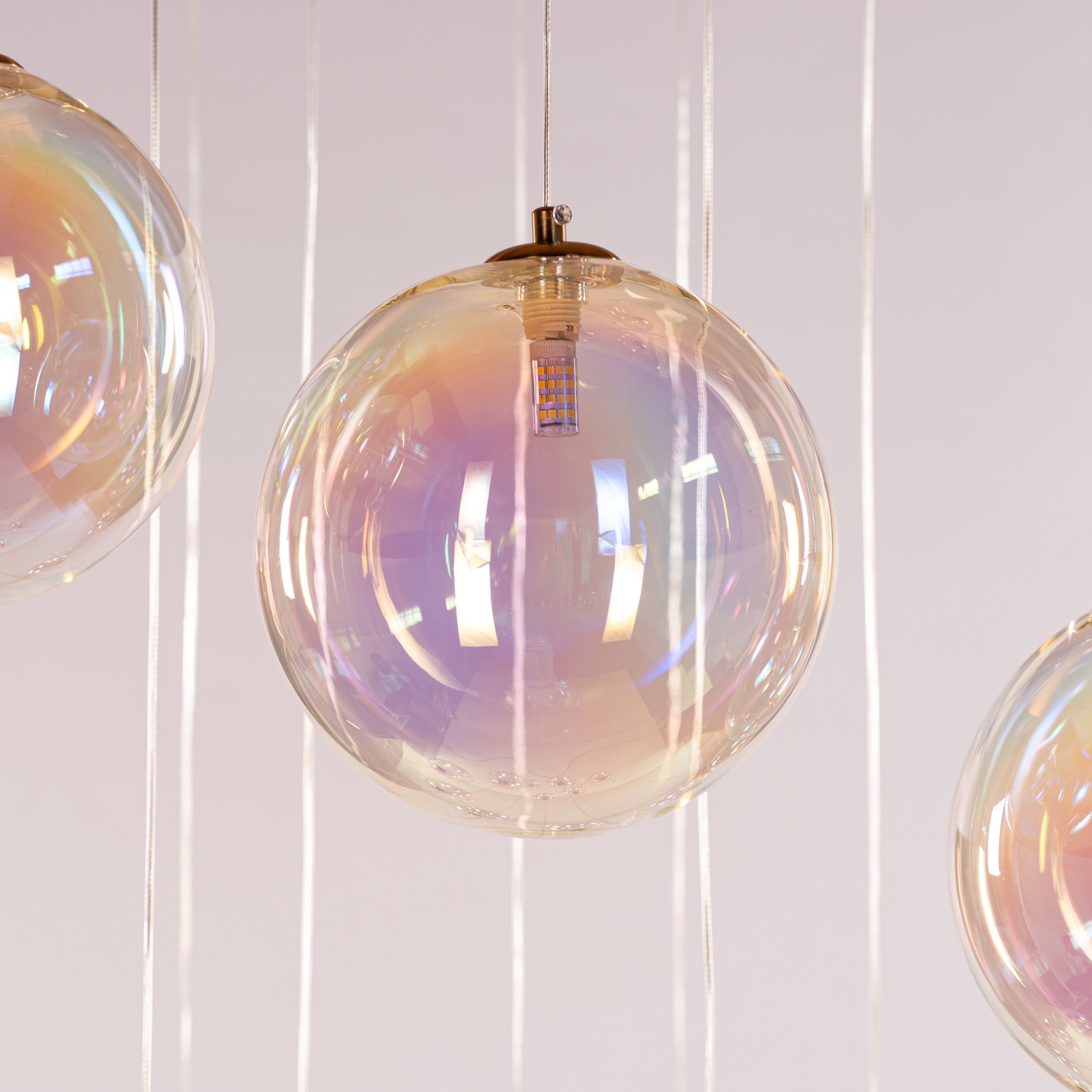 Cosmic Trails (Gold, Clear) Iridescent Double Height Chandelier