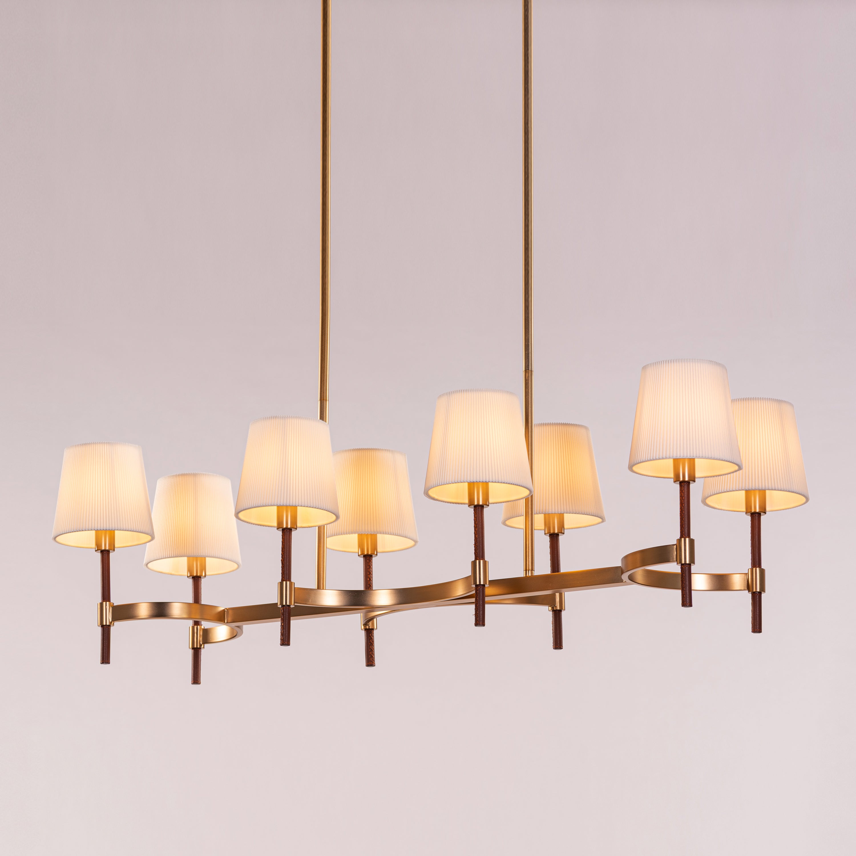 Mayfair Mews (Gold, White) Faux Leather Chandelier